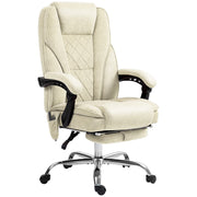 Massage Office Chair - Beige Velvet Reclining with Footrest-DECOROLALA