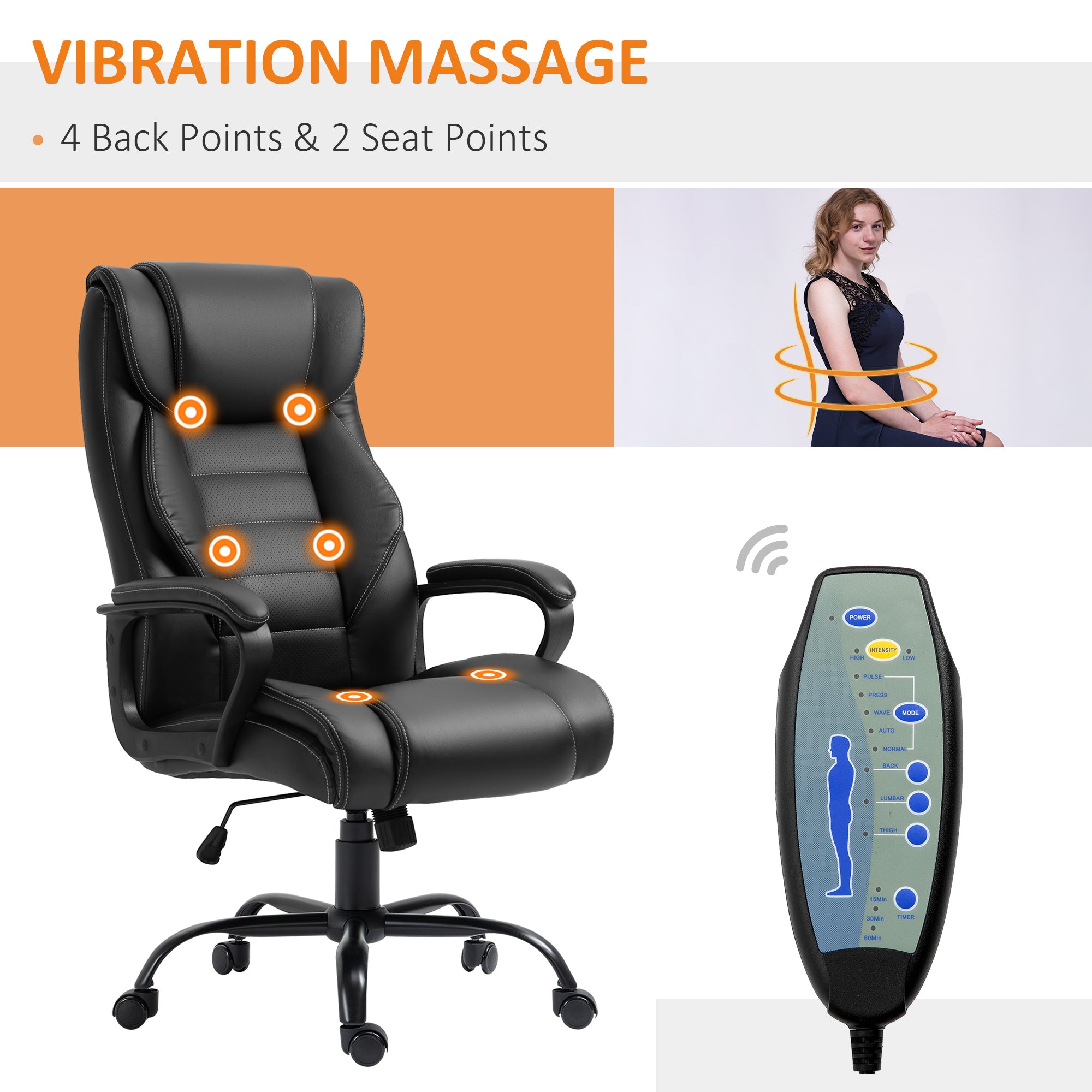 Massage Office Chair - Black High Back-DECOROLALA