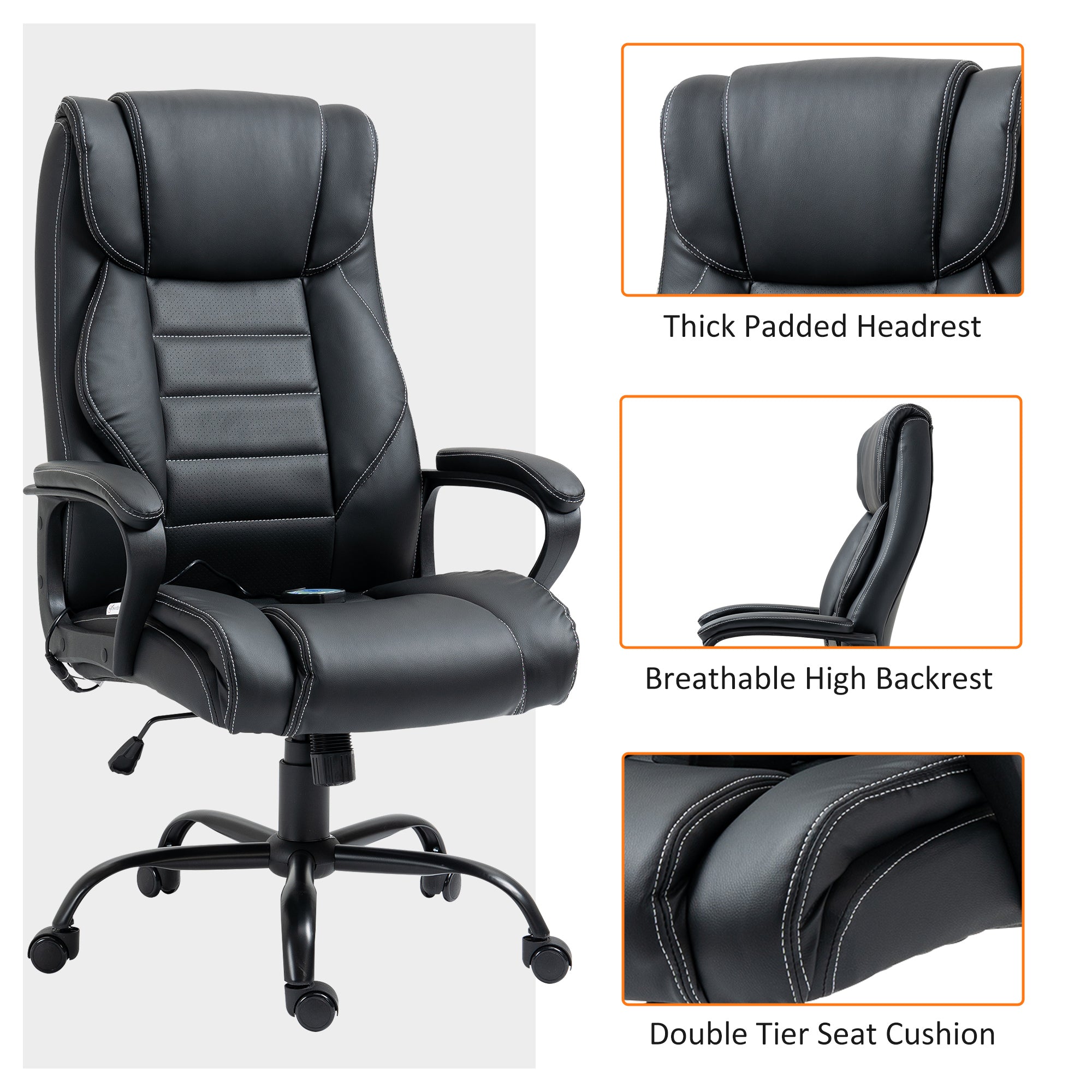 Massage Office Chair - Black High Back-DECOROLALA