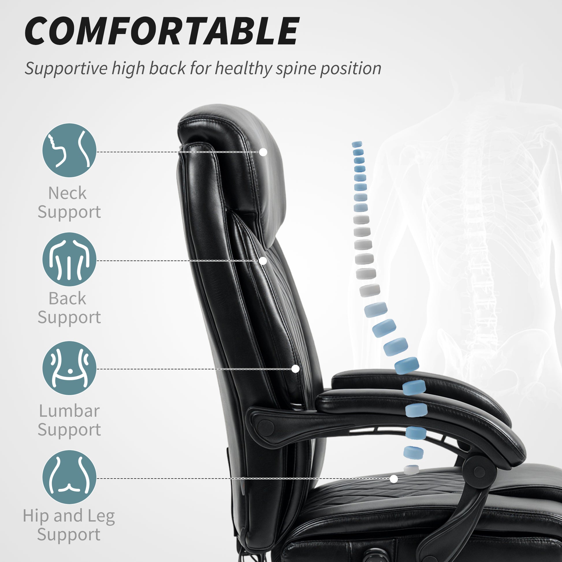 Massage Office Chair - Black Reclining 135¡-DECOROLALA