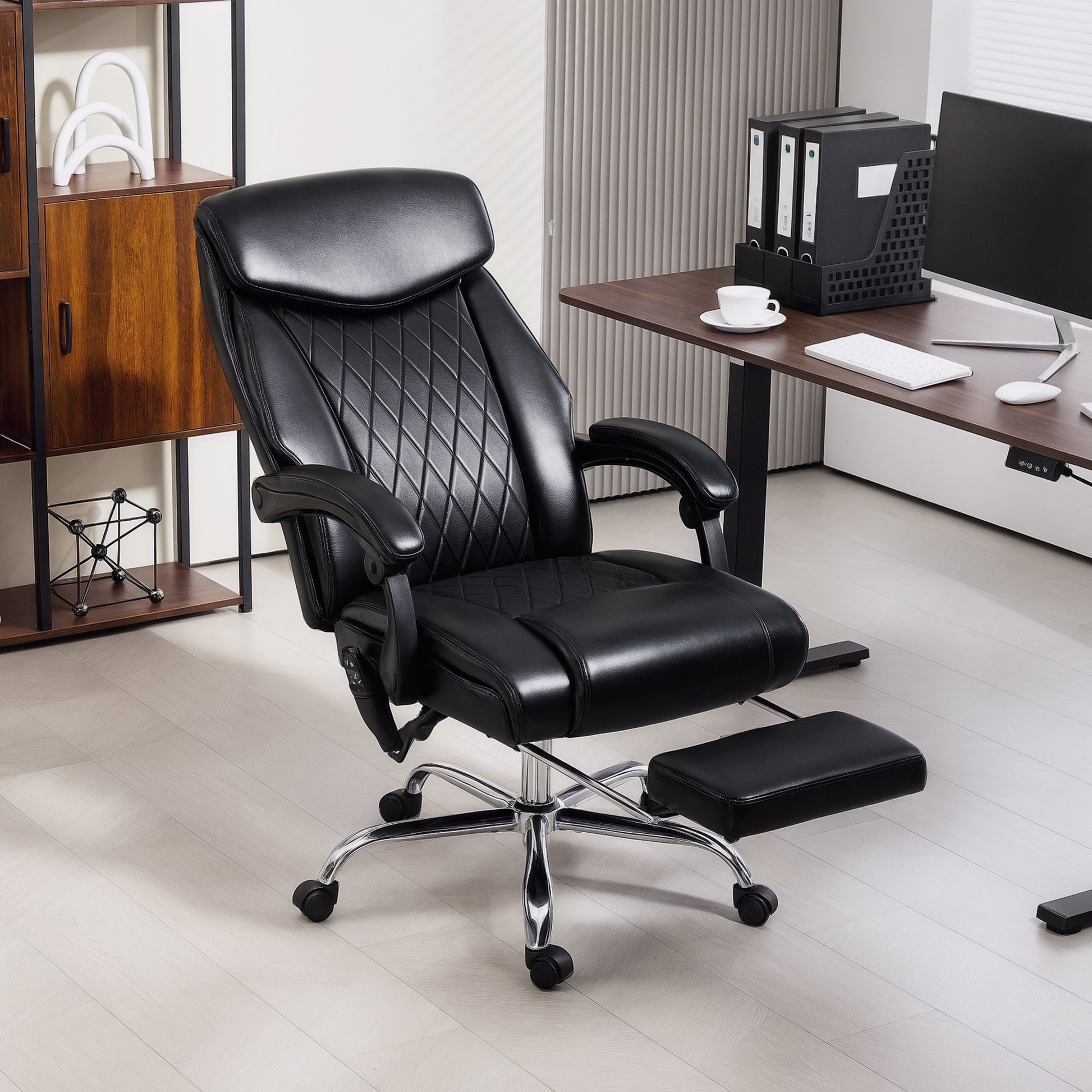 Massage Office Chair - Black Reclining 135¡-DECOROLALA