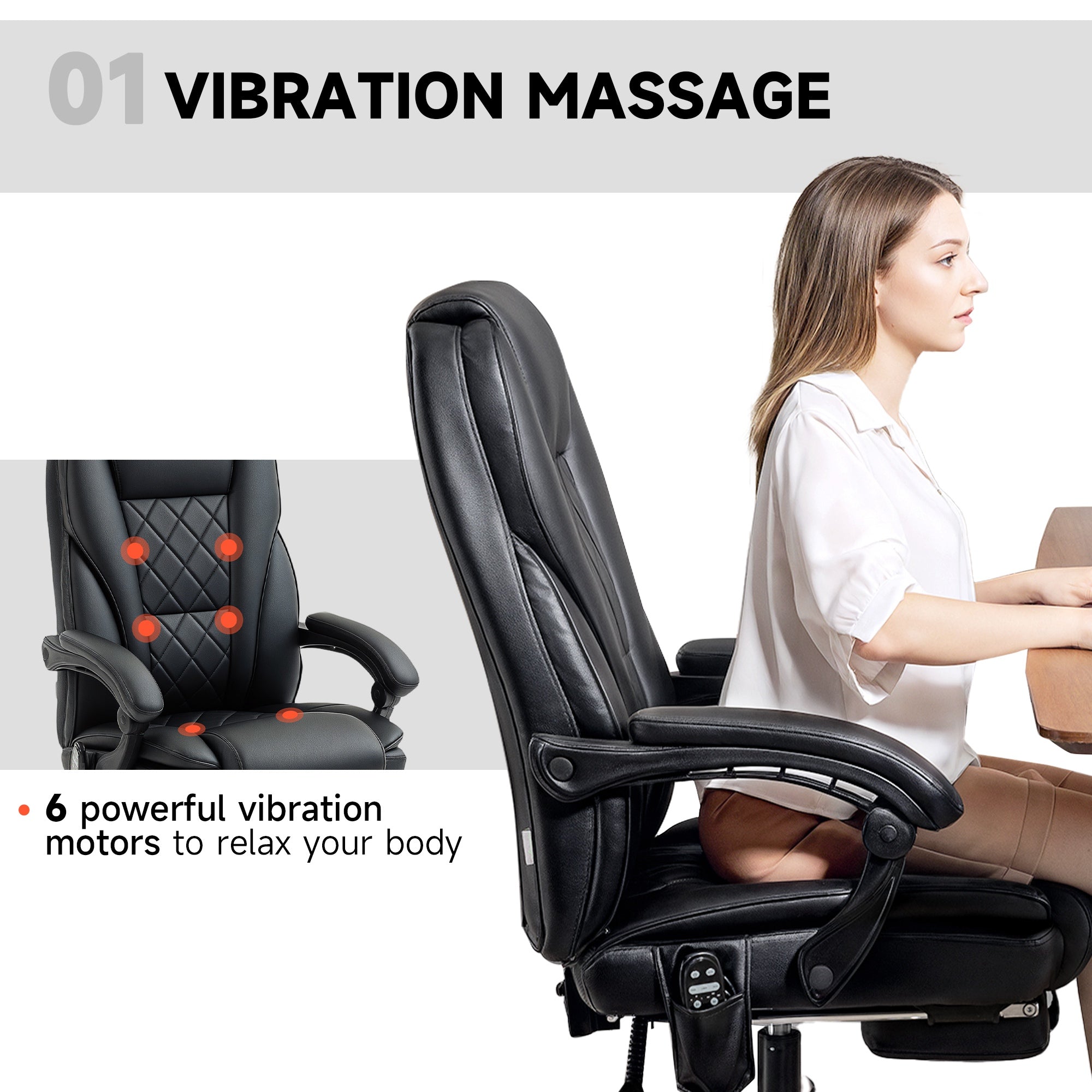 Massage Office Chair - Black Reclining-DECOROLALA
