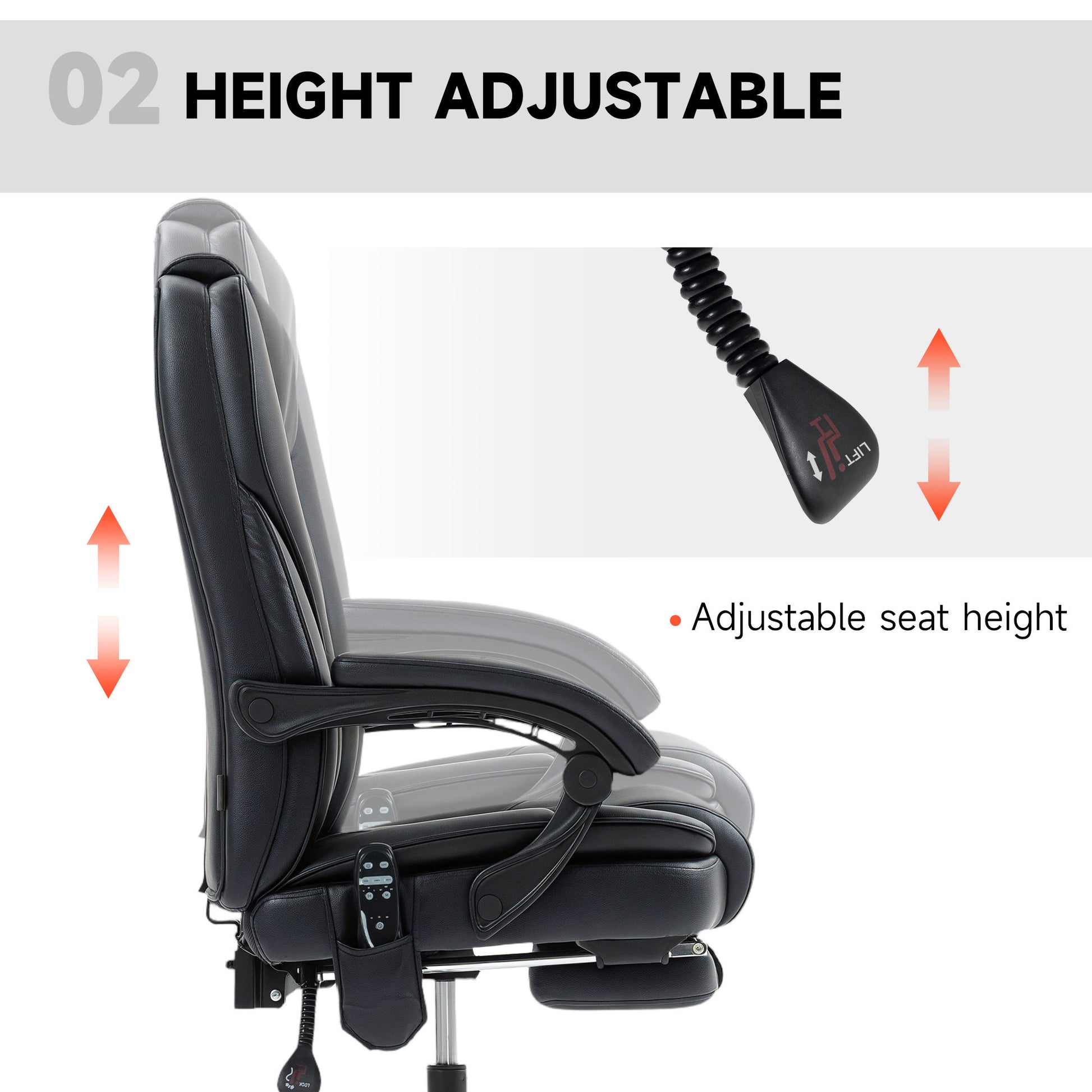 Massage Office Chair - Black Reclining-DECOROLALA