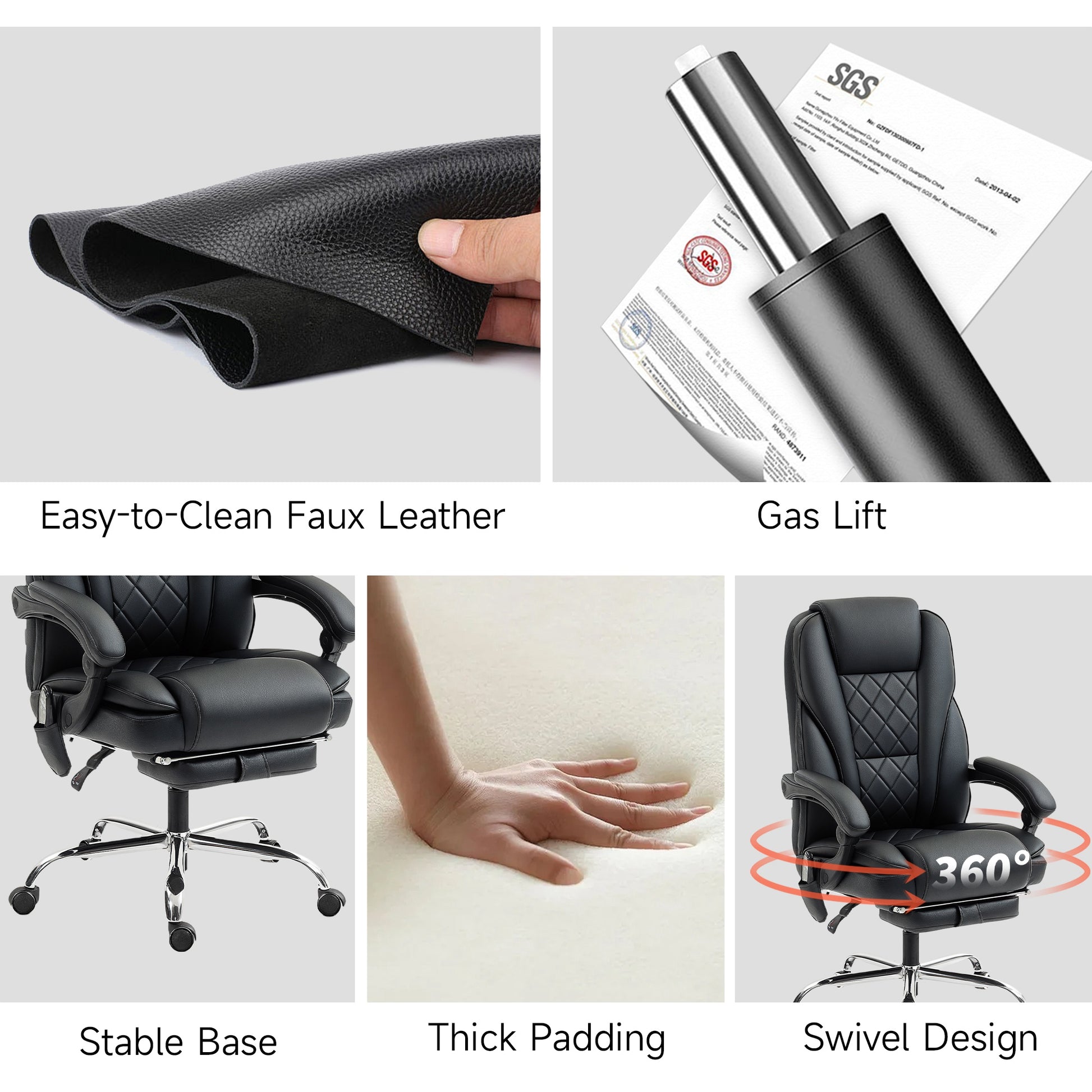 Massage Office Chair - Black Reclining-DECOROLALA