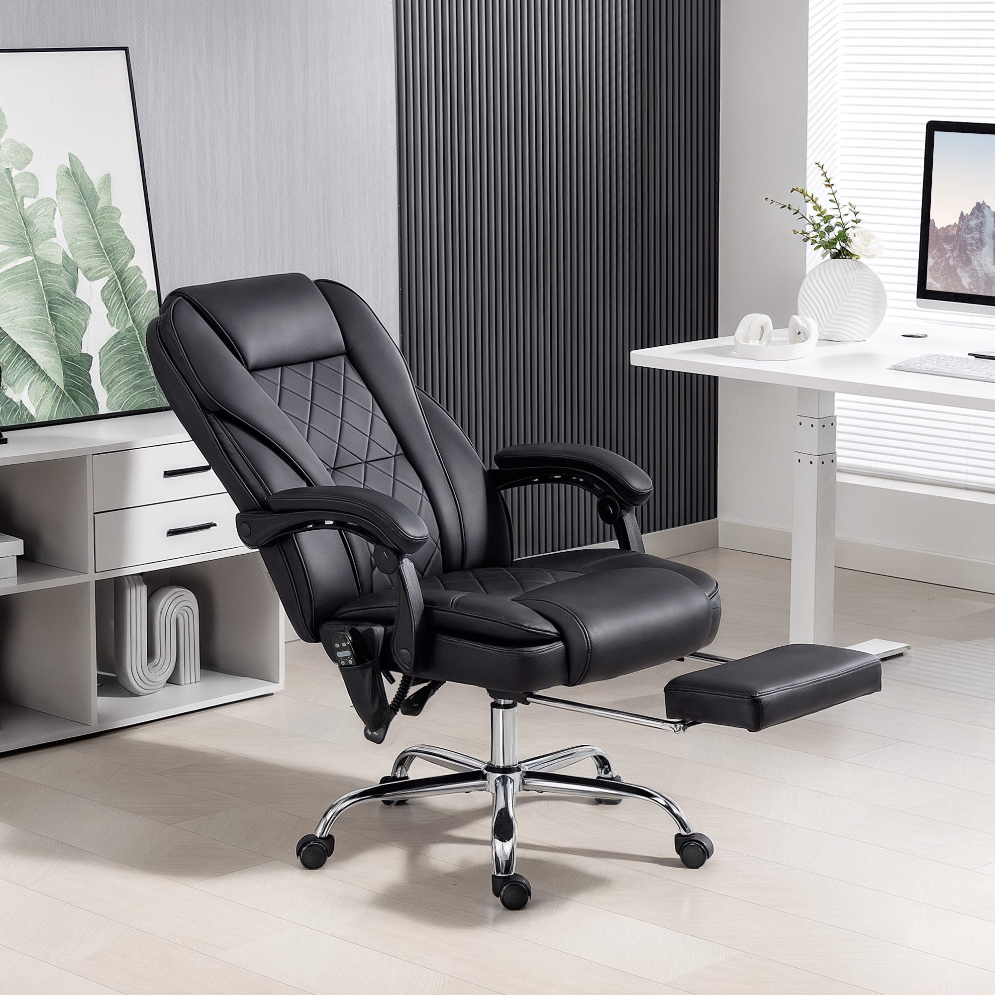 Massage Office Chair - Black Reclining-DECOROLALA