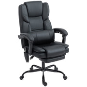 Massage Office Chair - Black Reclining Faux Leather-DECOROLALA