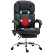 Massage Office Chair - Black Reclining PU Leather High Back-DECOROLALA