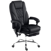 Massage Office Chair - Black Velvet Reclining with Footrest-DECOROLALA