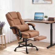 Massage Office Chair - Brown Pet-Friendly Faux Leather-Massage Chairs-DECOROLALA