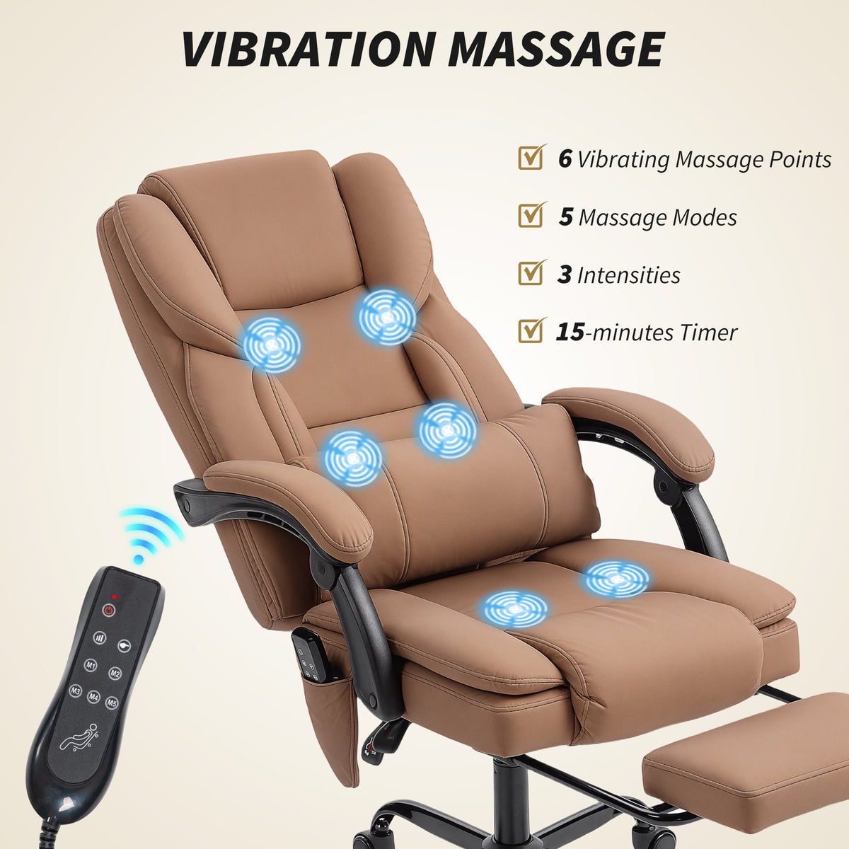 Massage Office Chair - Brown Pet-Friendly Faux Leather-Office Products > Office Furniture > Office Chairs > Massage Chairs-DECOROLALA