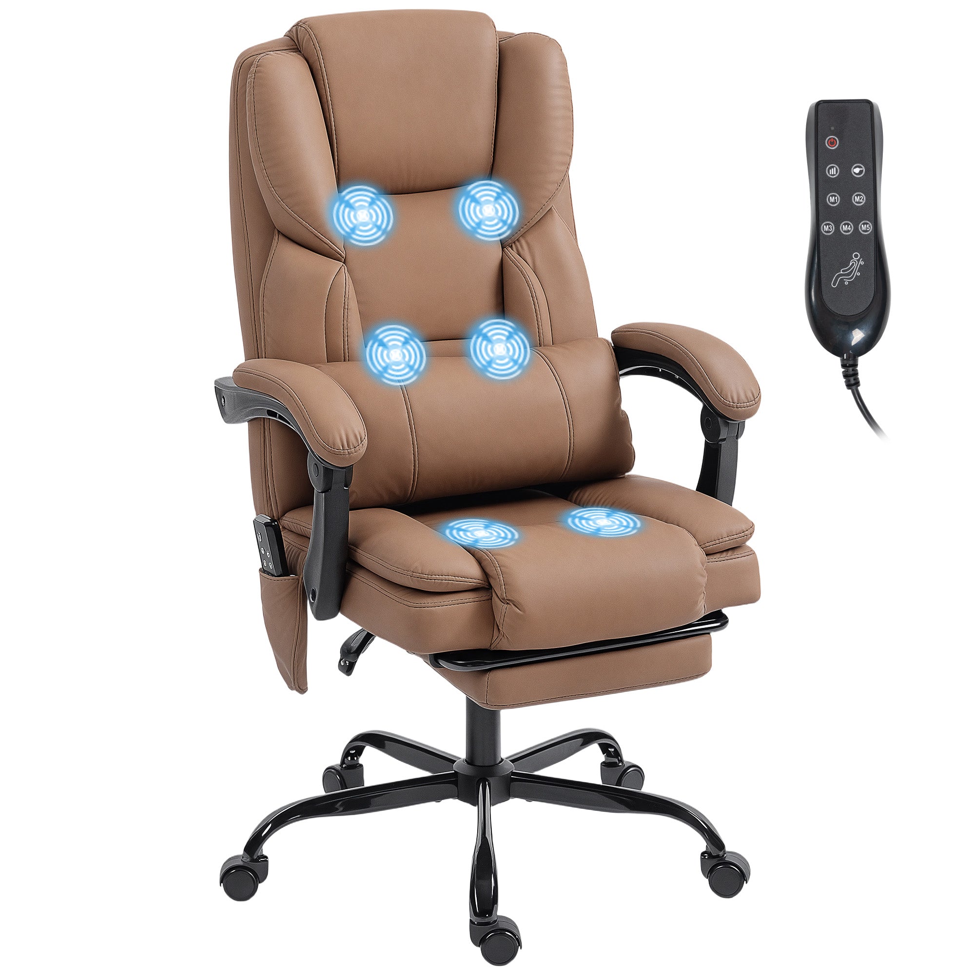Massage Office Chair - Brown Pet-Friendly Faux Leather-Office Products > Office Furniture > Office Chairs > Massage Chairs-DECOROLALA