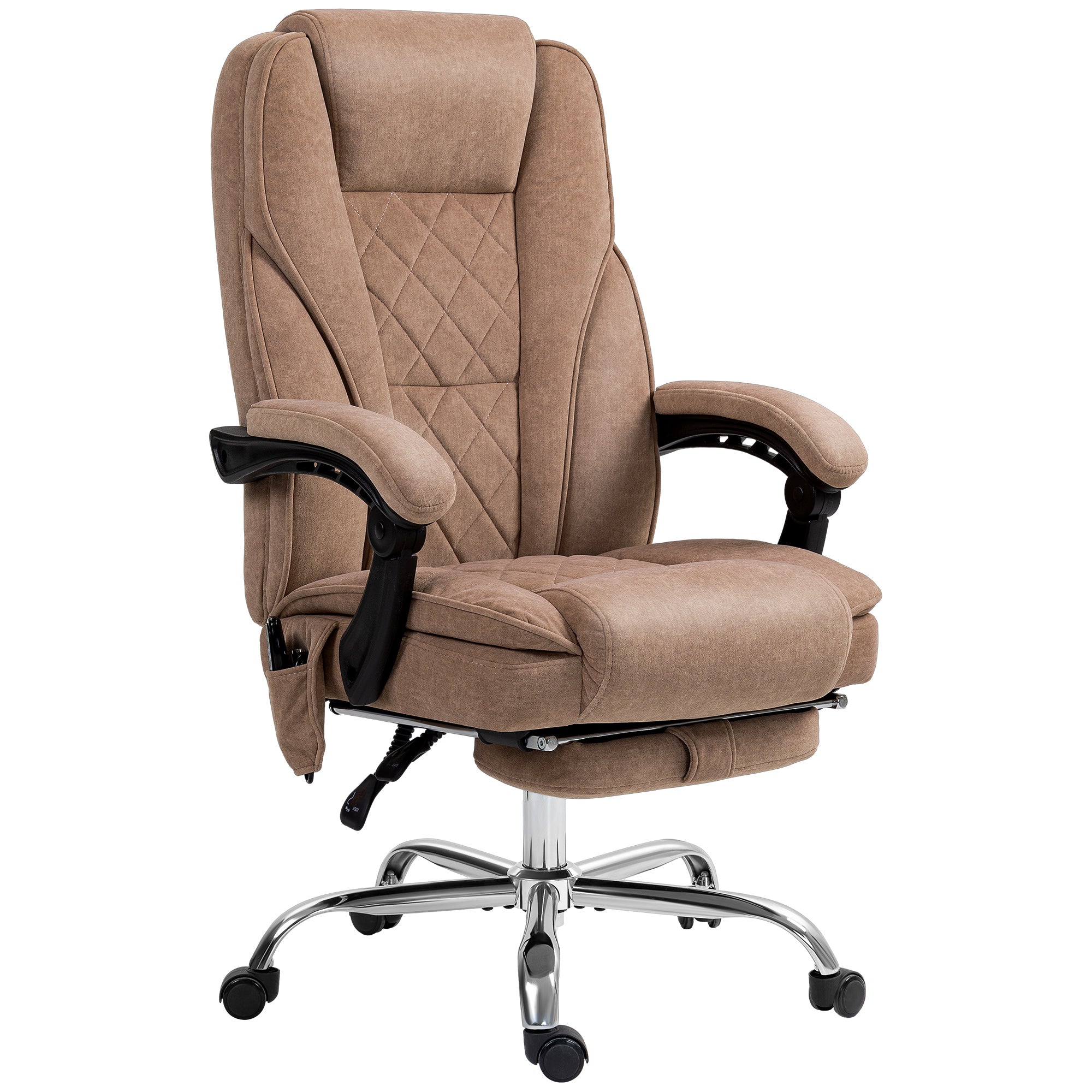 Massage Office Chair - Brown Reclining Velvet with Footrest-DECOROLALA