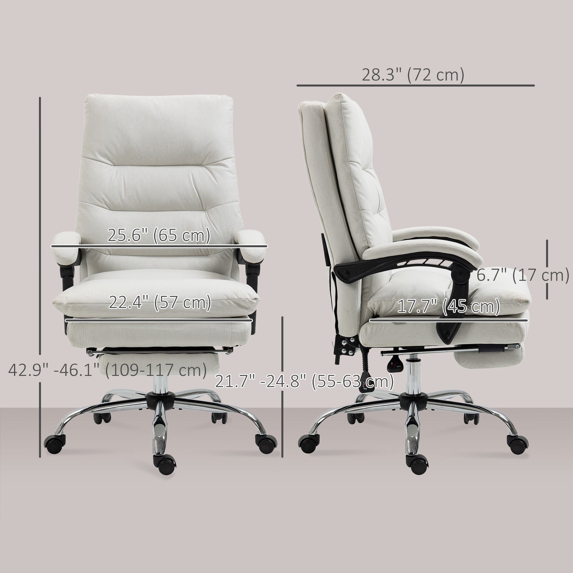 Massage Office Chair - Cream White Reclining-DECOROLALA