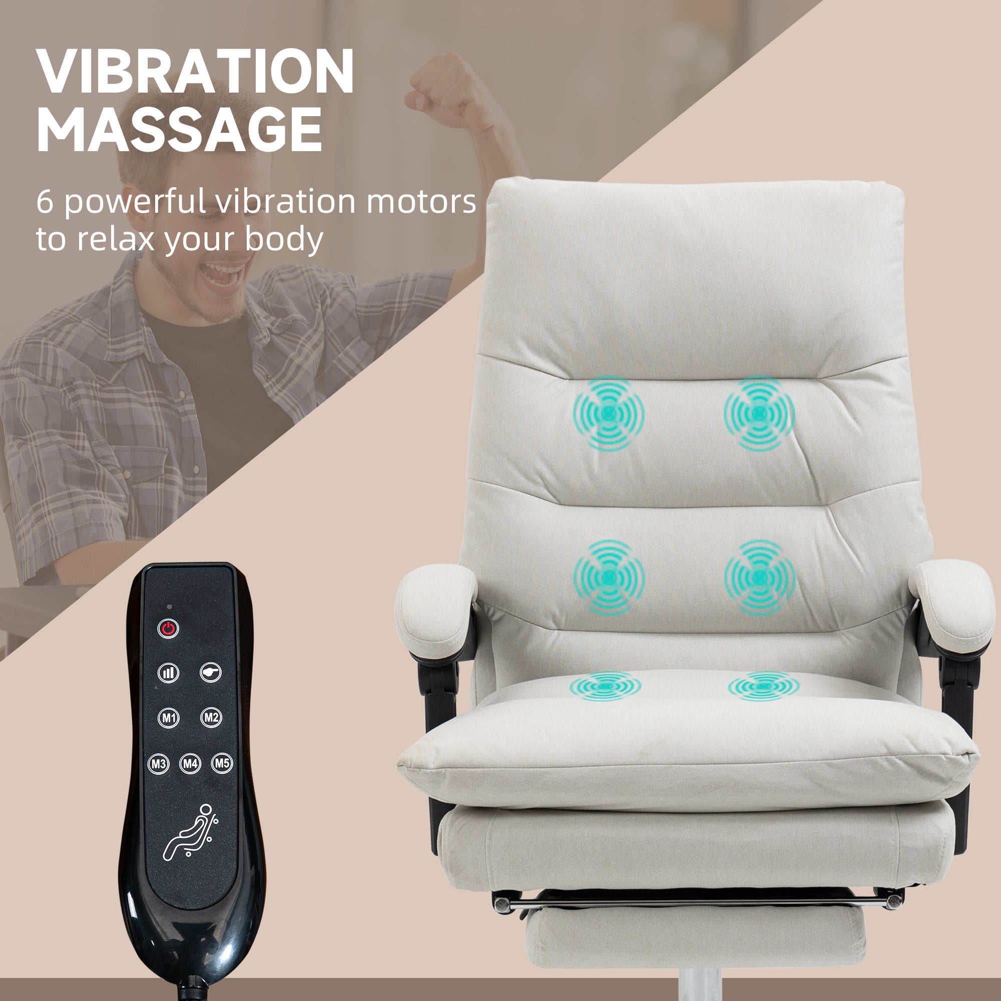 Massage Office Chair - Cream White Reclining-DECOROLALA