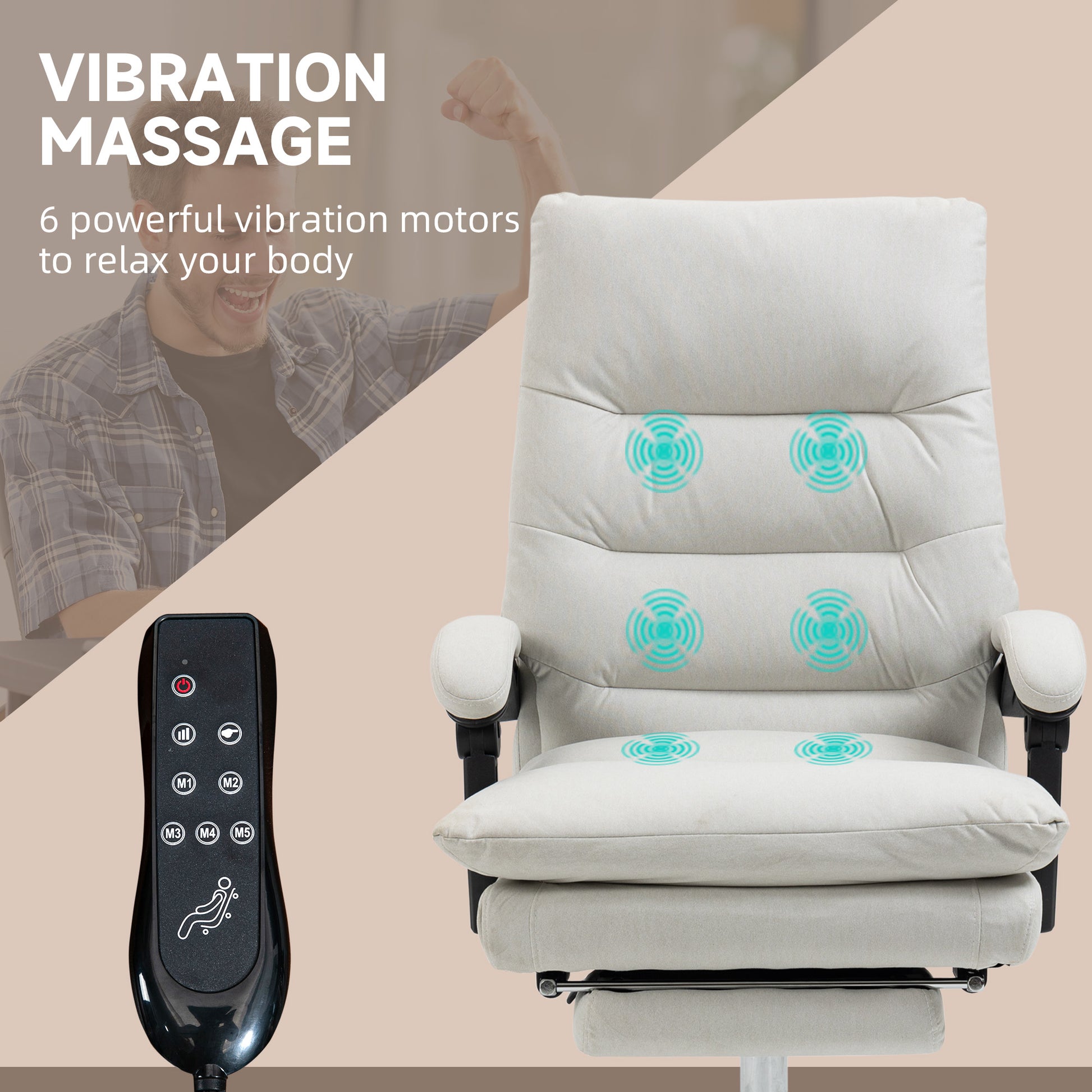 Massage Office Chair - Cream White Reclining-DECOROLALA