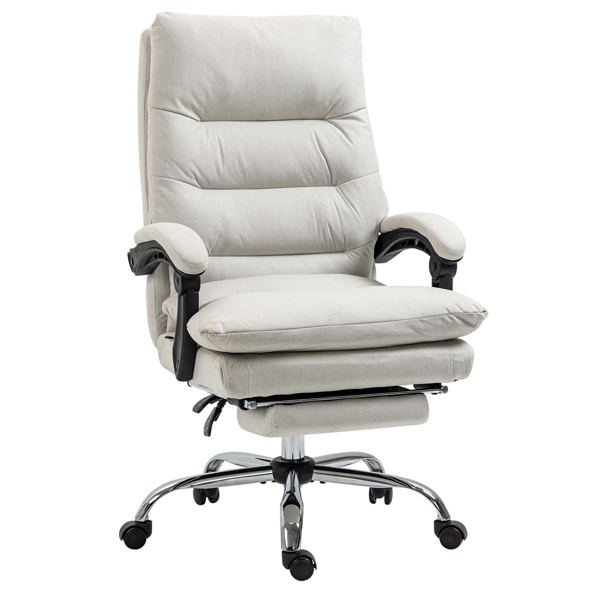 Massage Office Chair - Cream White Reclining-DECOROLALA