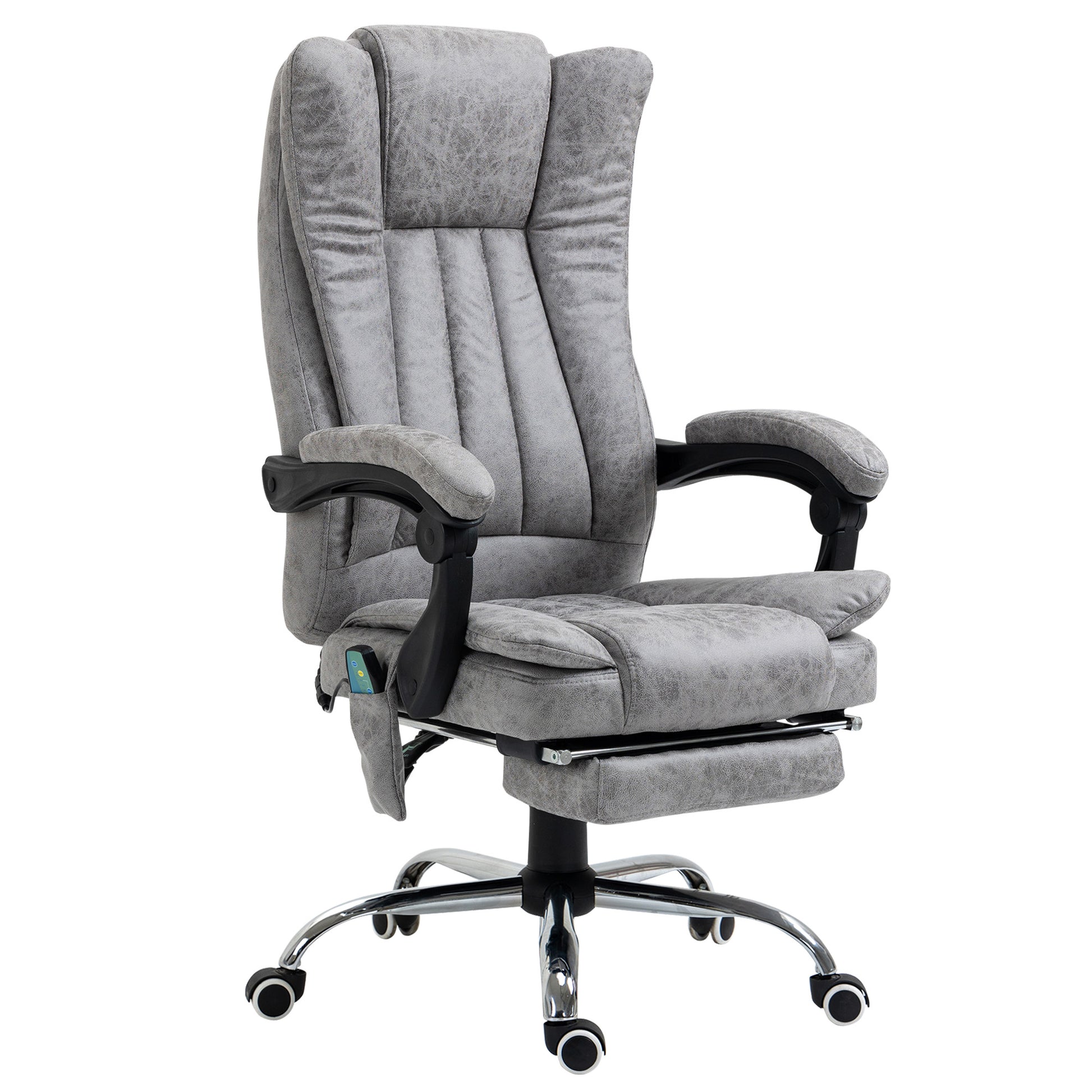 Massage Office Chair Grey Recliner Footrest-DECOROLALA