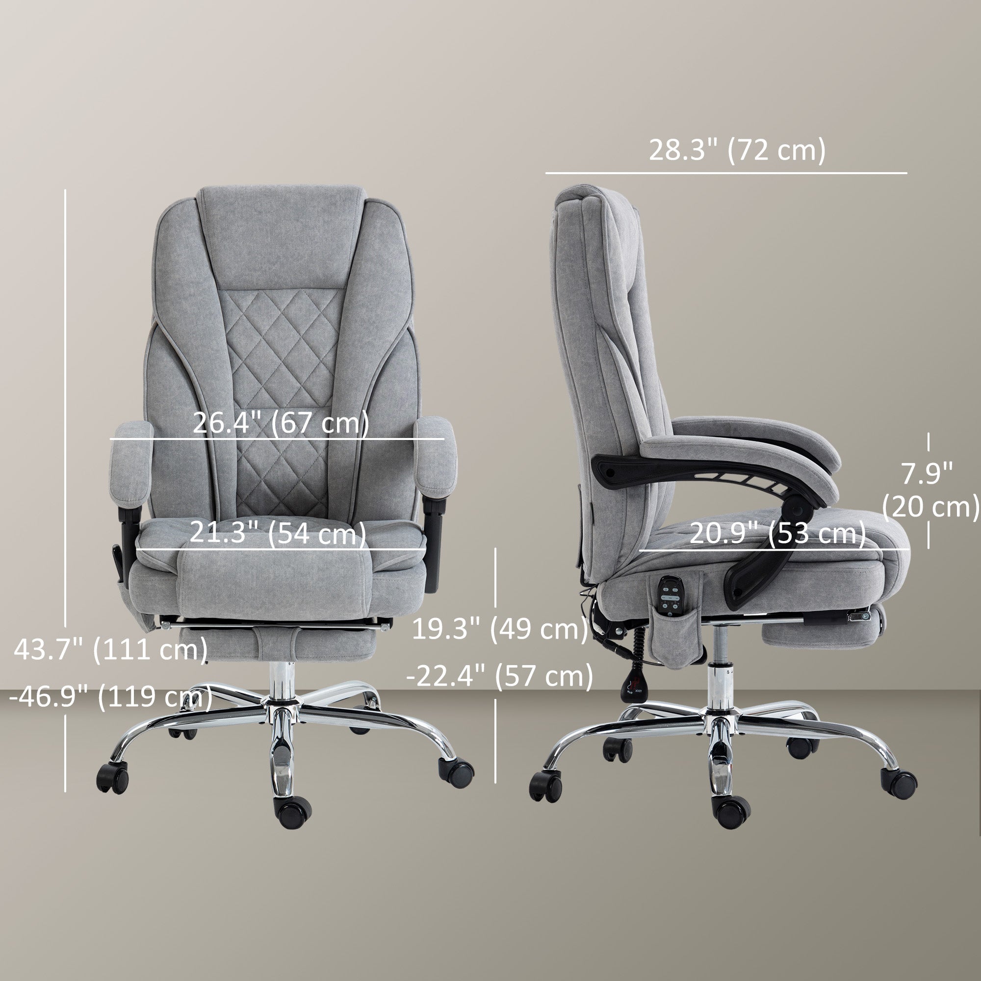 Massage Office Chair - Grey Reclining-DECOROLALA