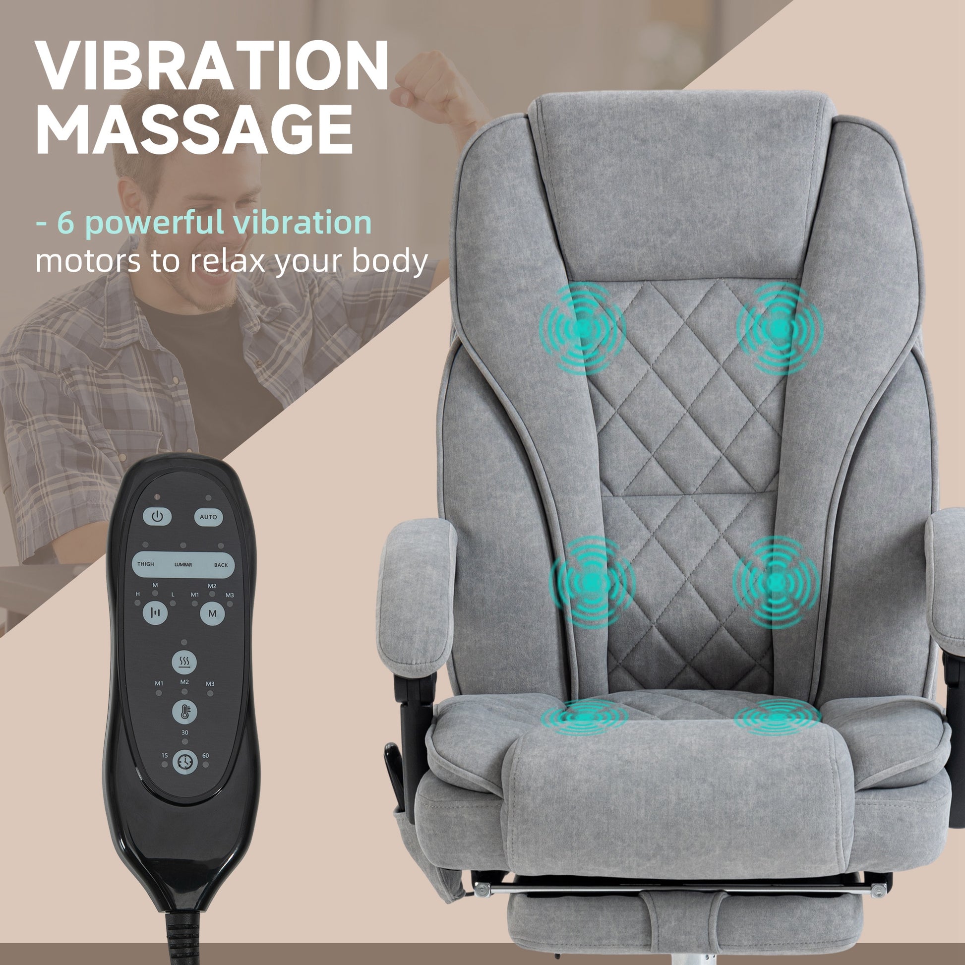 Massage Office Chair - Grey Reclining-DECOROLALA
