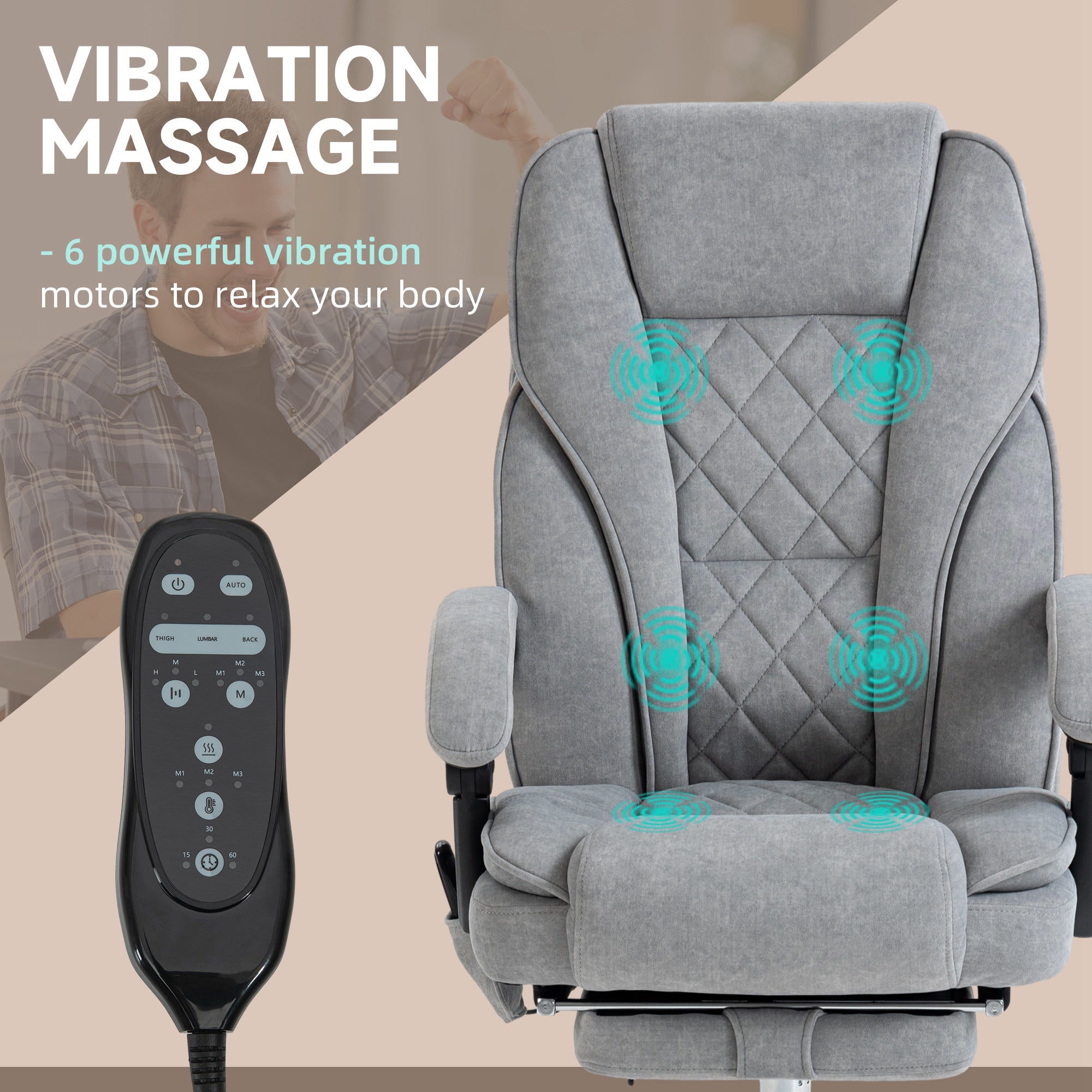 Massage Office Chair - Grey Reclining-DECOROLALA