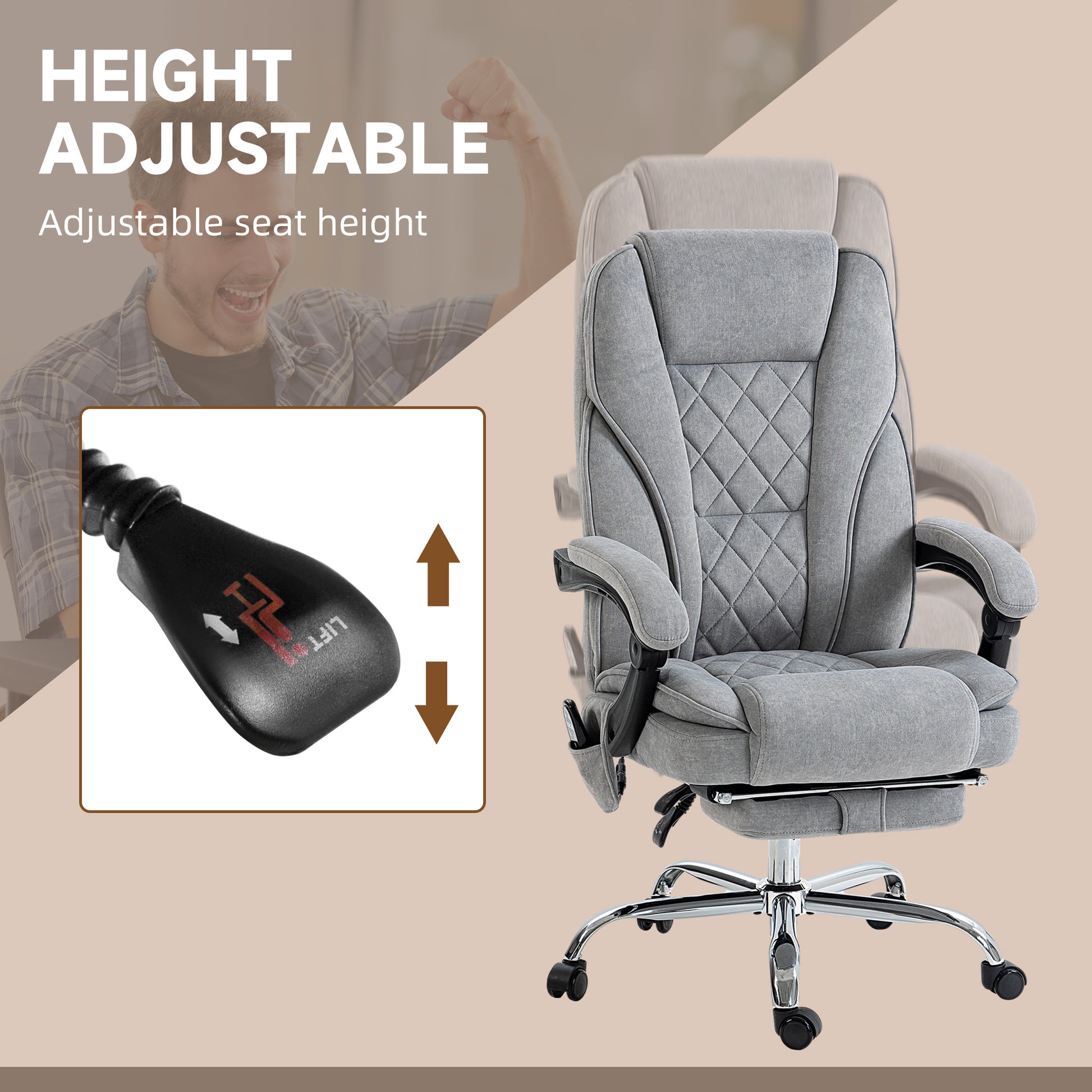 Massage Office Chair - Grey Reclining-DECOROLALA