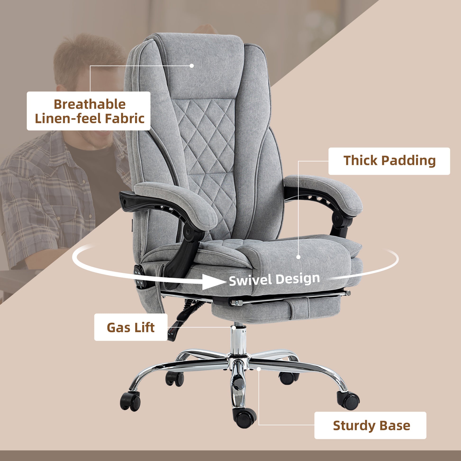 Massage Office Chair - Grey Reclining-DECOROLALA