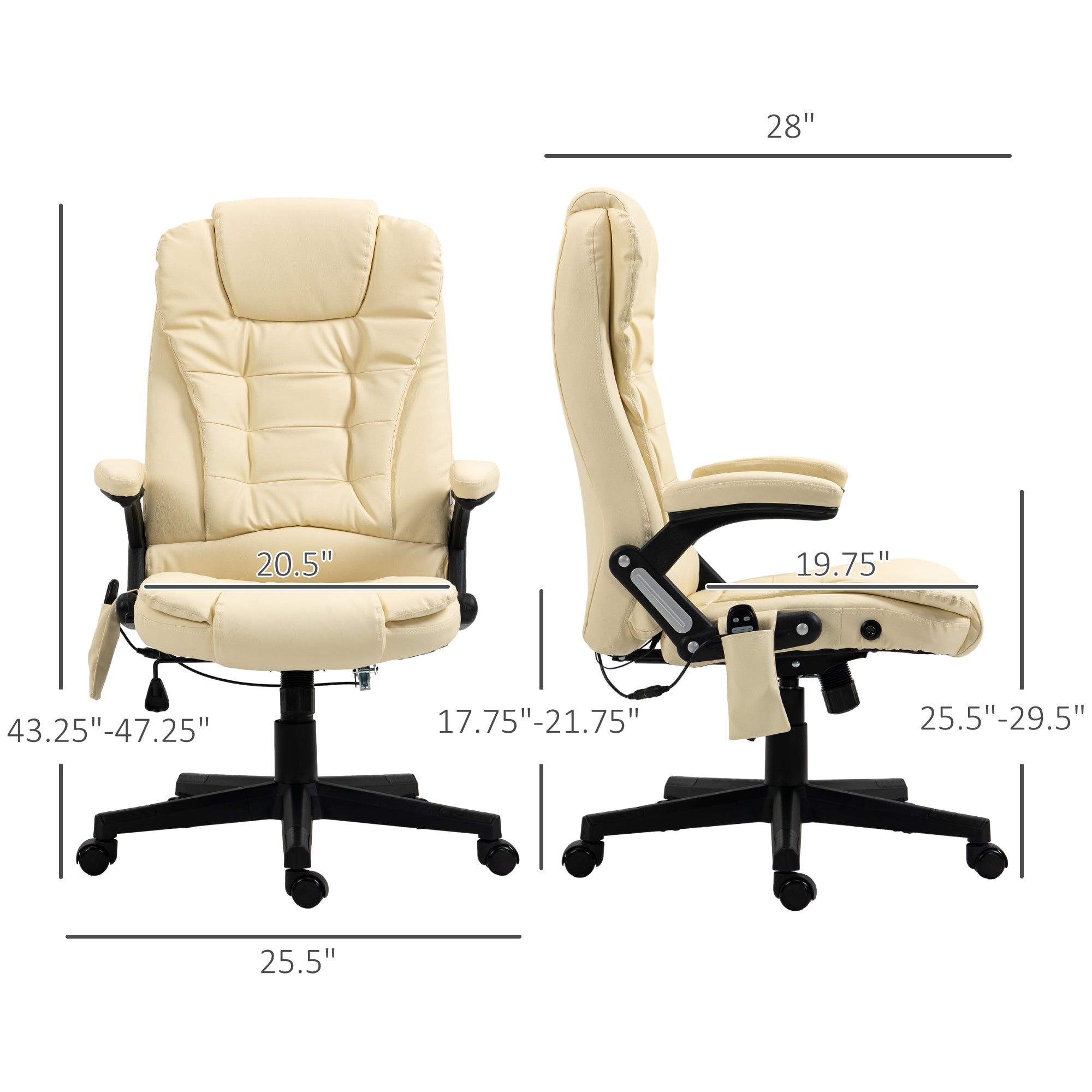 Massage Office Chair Heated Ergonomic Beige-DECOROLALA