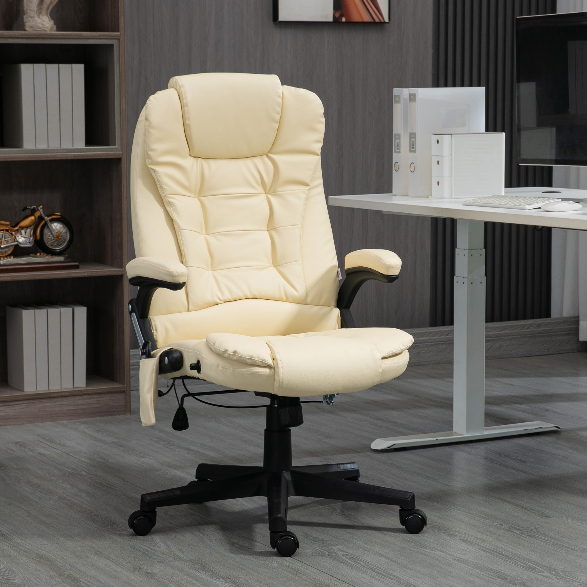 Massage Office Chair Heated Ergonomic Beige-DECOROLALA