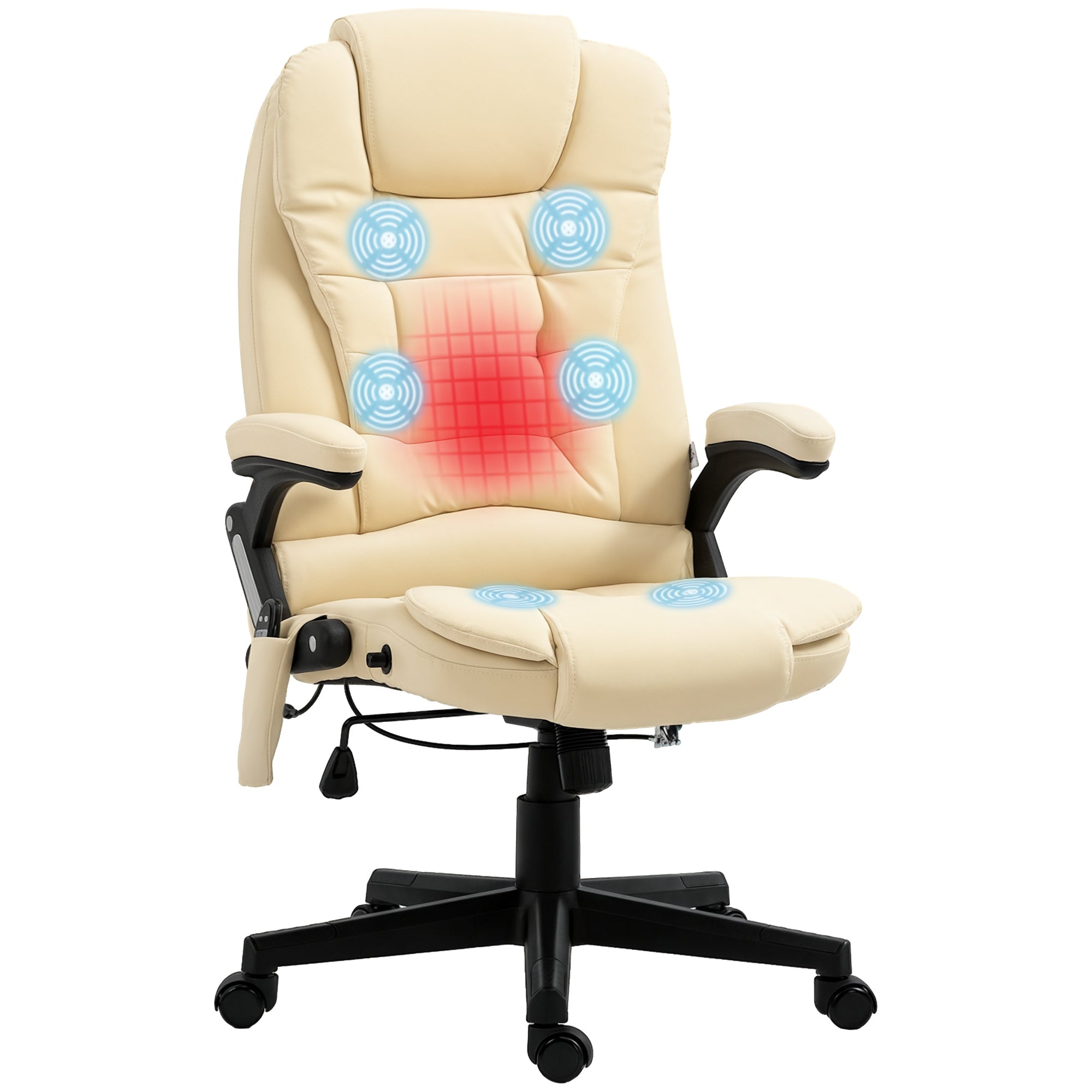 Massage Office Chair Heated Ergonomic Beige-DECOROLALA