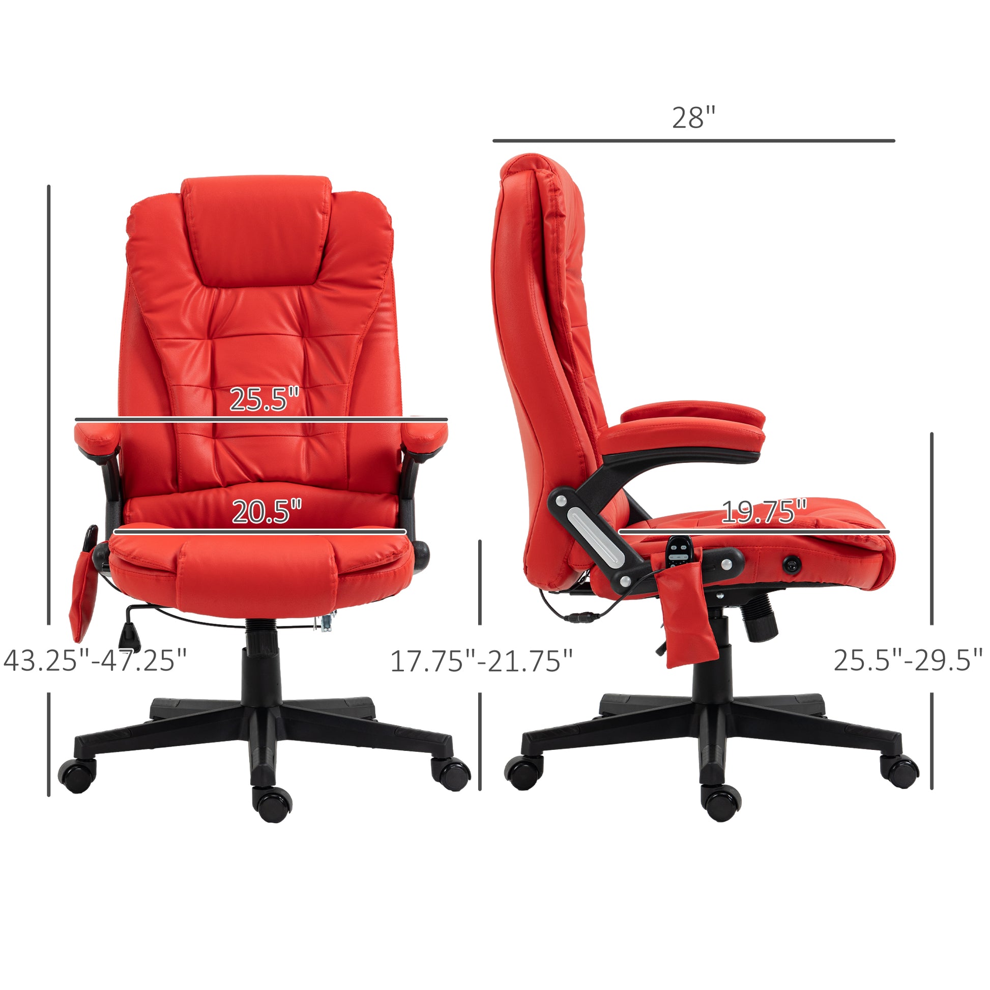 Massage Office Chair - Heated Ergonomic Black-DECOROLALA