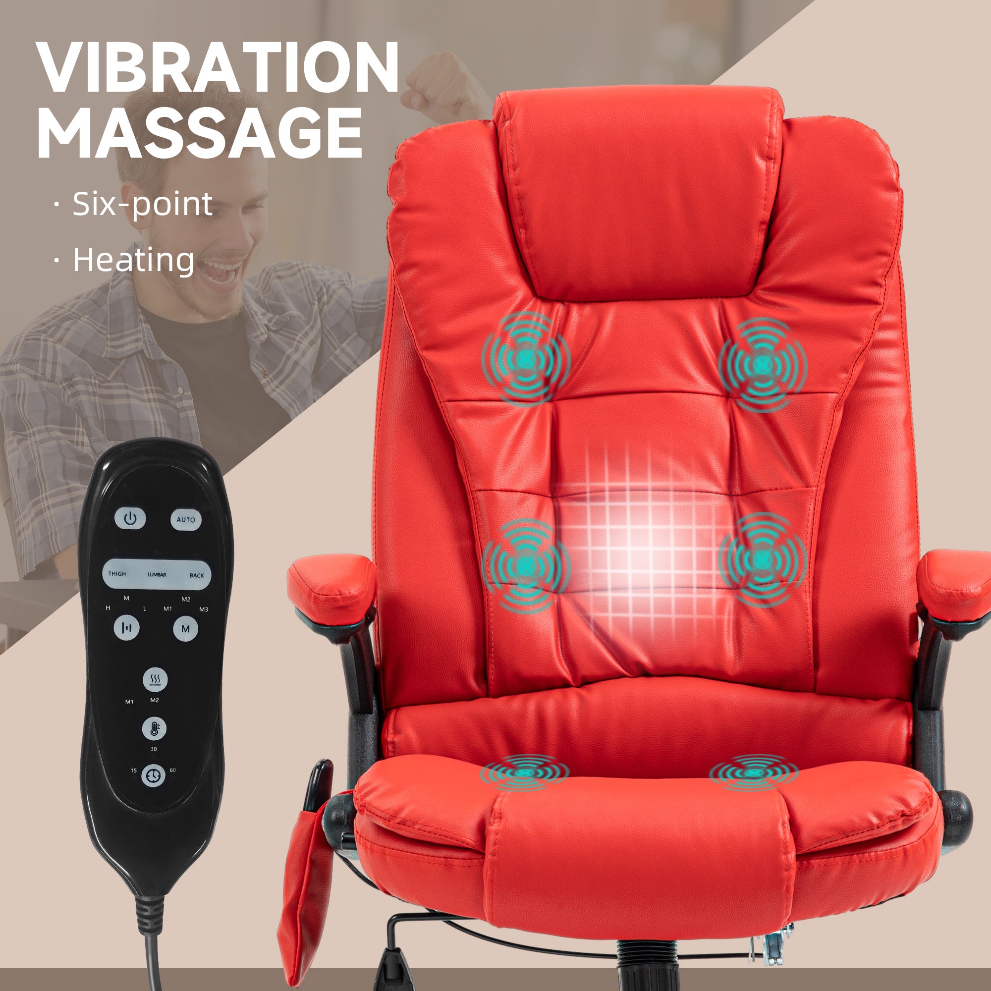 Massage Office Chair - Heated Ergonomic Black-DECOROLALA