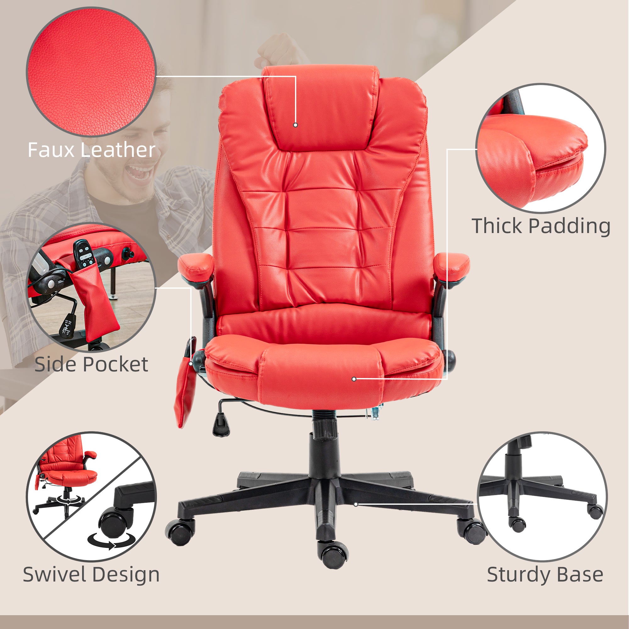 Massage Office Chair - Heated Ergonomic Black-DECOROLALA
