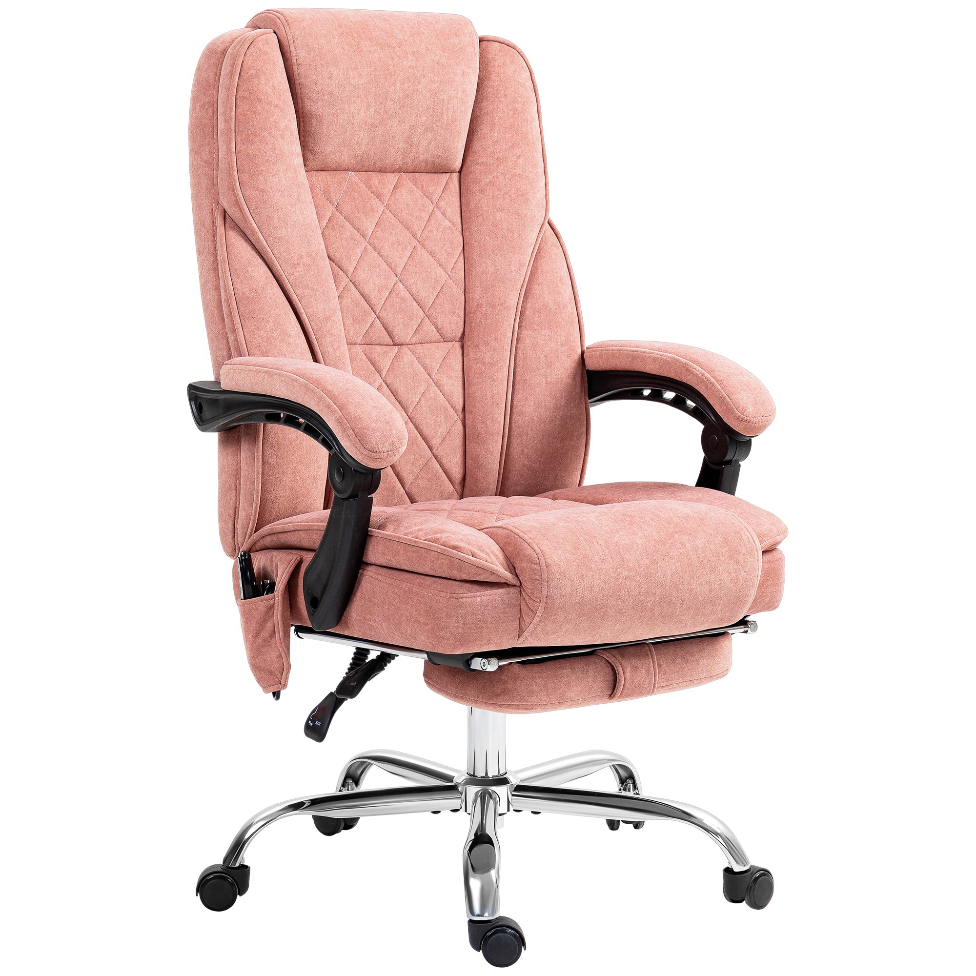 Massage Office Chair - Pink Velvet Reclining with Footrest-Office Products > Office Furniture > Office Chairs > Massage Chairs-DECOROLALA
