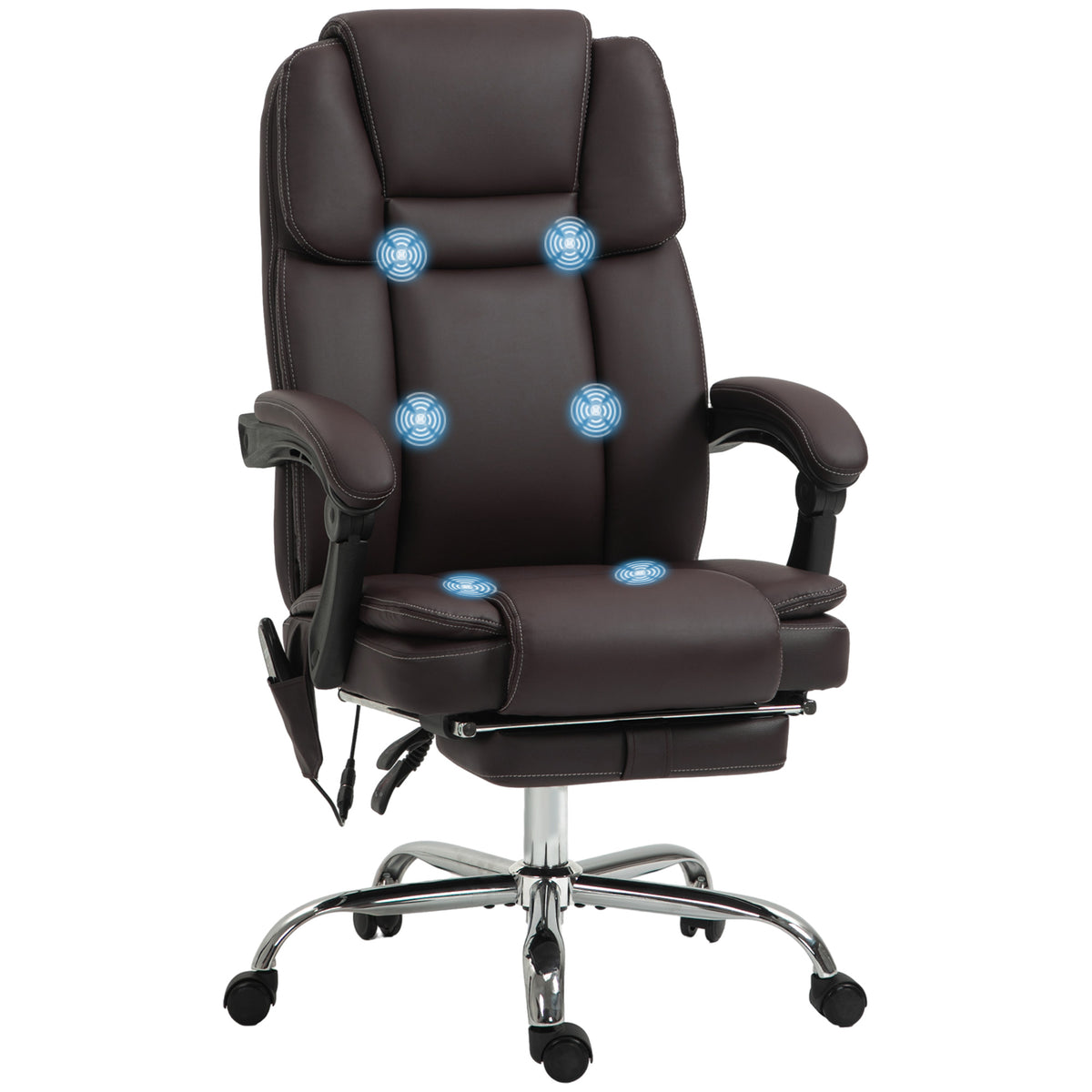 Massage Office Chair - Reclining PU Leather Dark Brown-Massage Chairs-DECOROLALA
