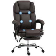 Massage Office Chair - Reclining PU Leather Dark Brown-DECOROLALA