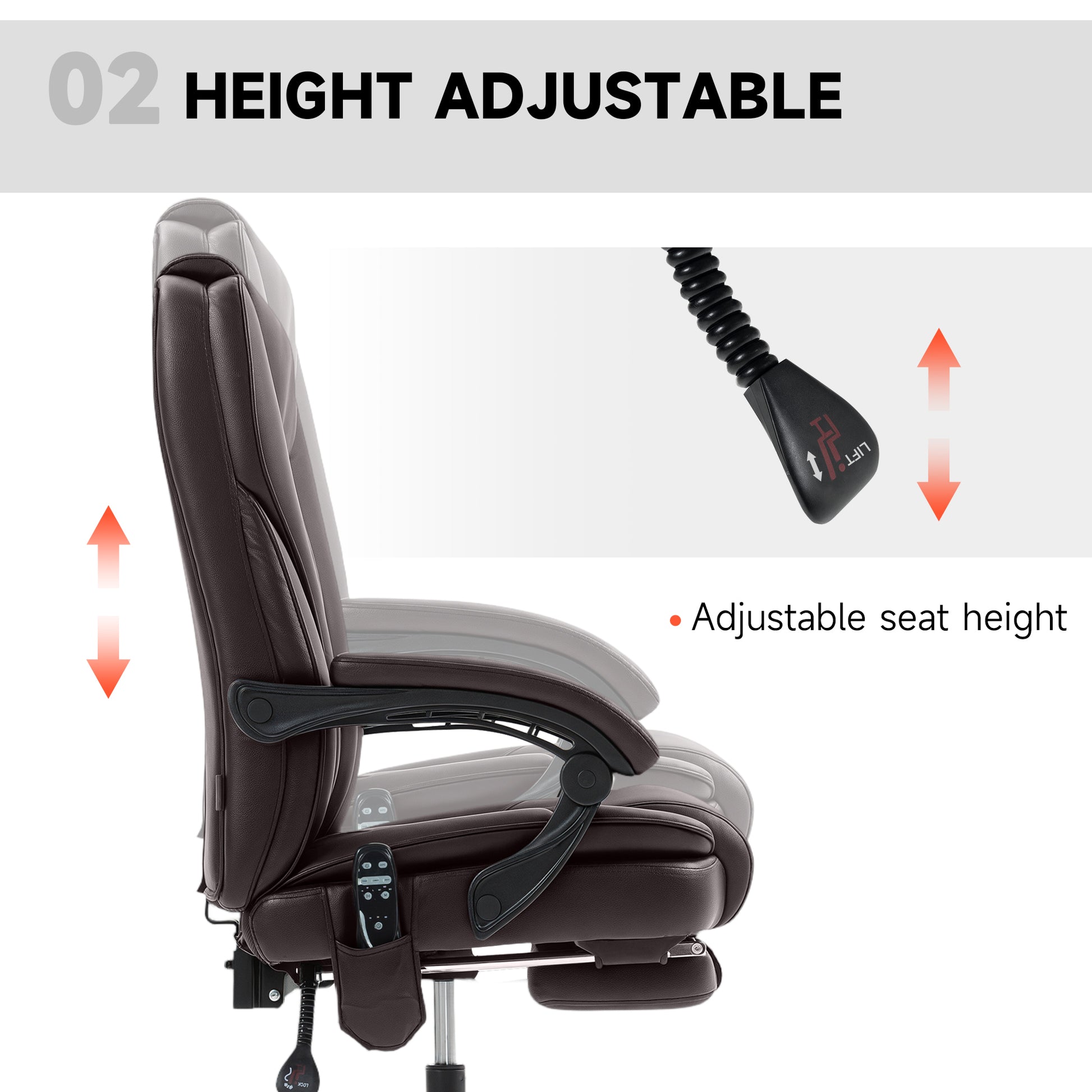 Massage Office Chair - Reclining with Footrest, Dark Brown-DECOROLALA
