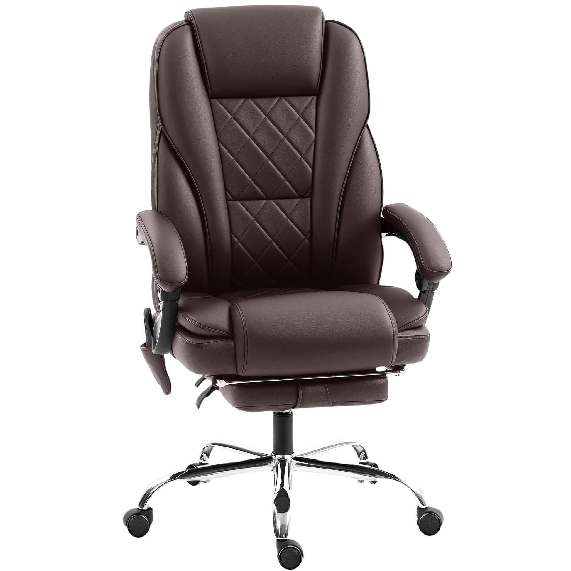 Massage Office Chair - Reclining with Footrest, Dark Brown-DECOROLALA