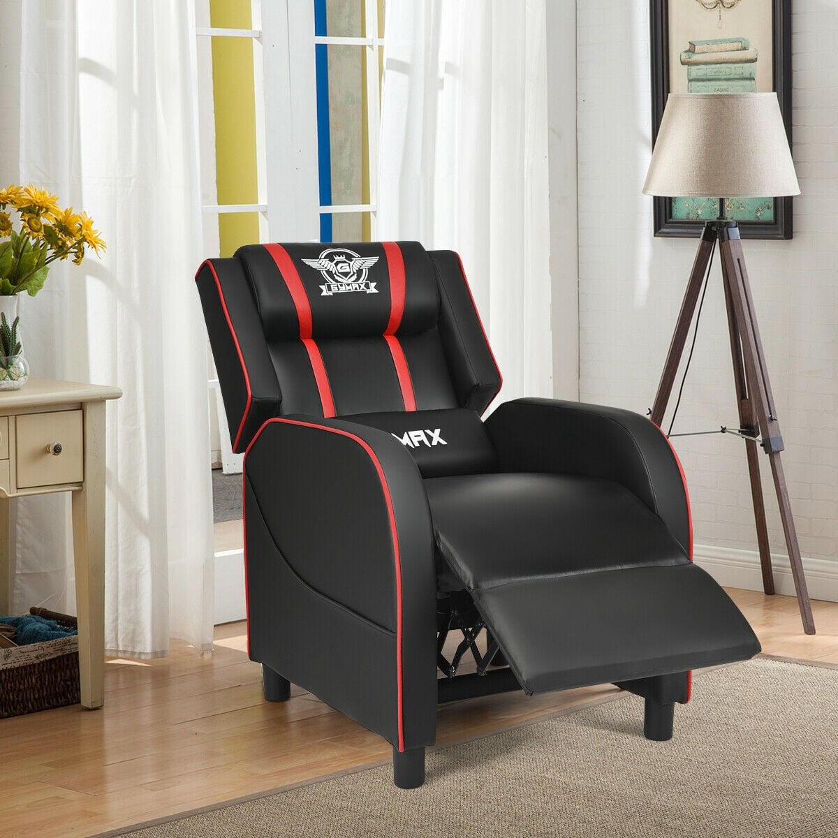 Massage Racing Gaming Single Recliner Chair-Red-Gaming Chairs-DECOROLALA