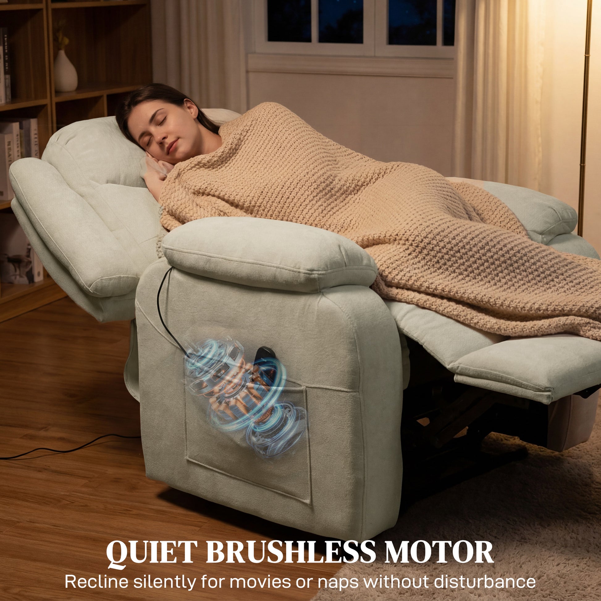 Massage Recliner Chair - Beige 8-Point-DECOROLALA