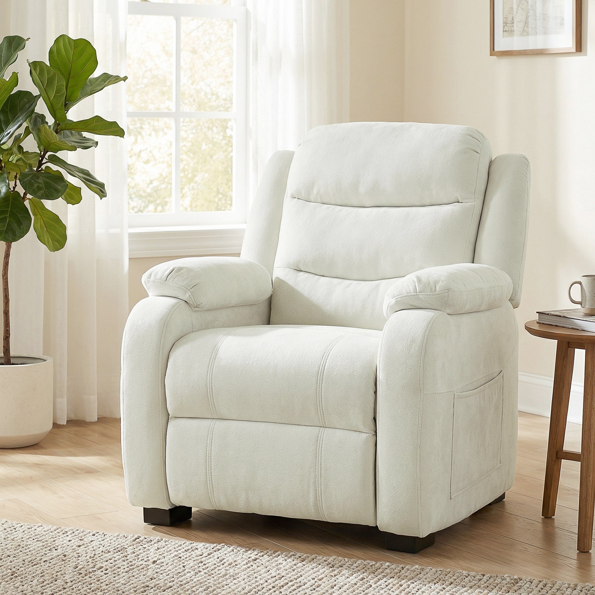 Massage Recliner Chair - Beige 8-Point-DECOROLALA