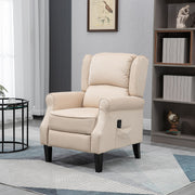 Massage Recliner Chair Beige Suede Wingback-DECOROLALA