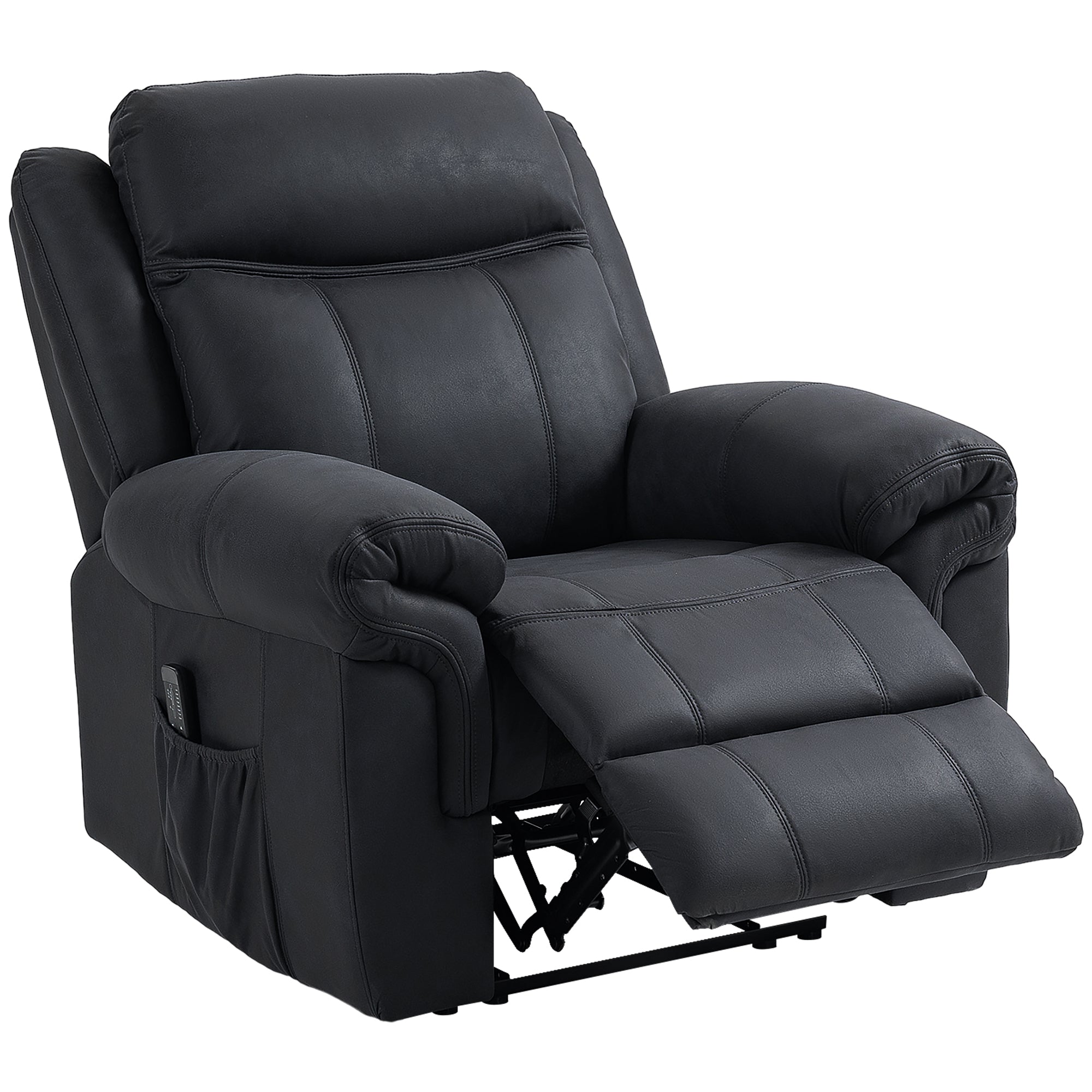 Massage Recliner Chair - Black Microfiber-DECOROLALA