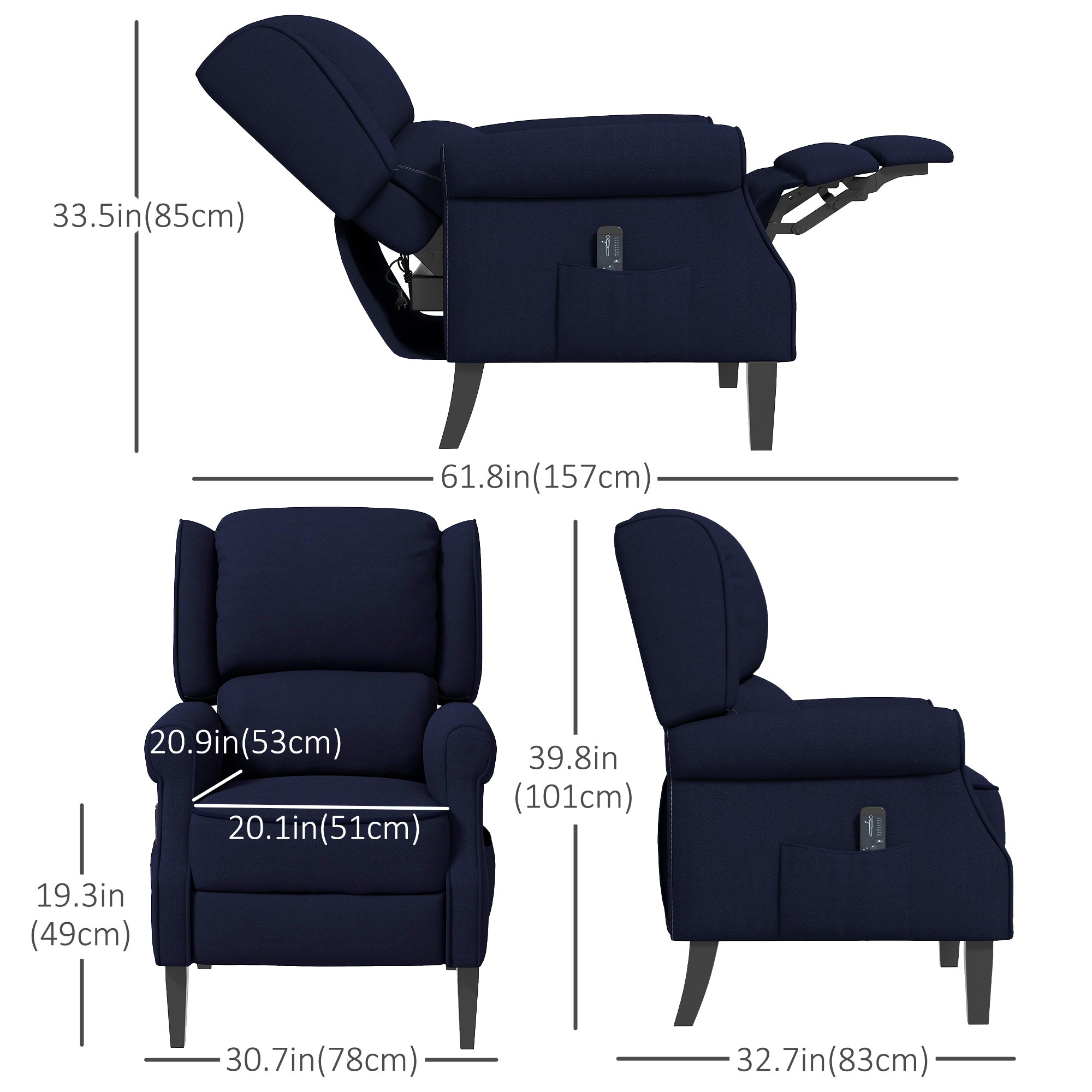 Massage Recliner Chair - Blue Vibration-DECOROLALA
