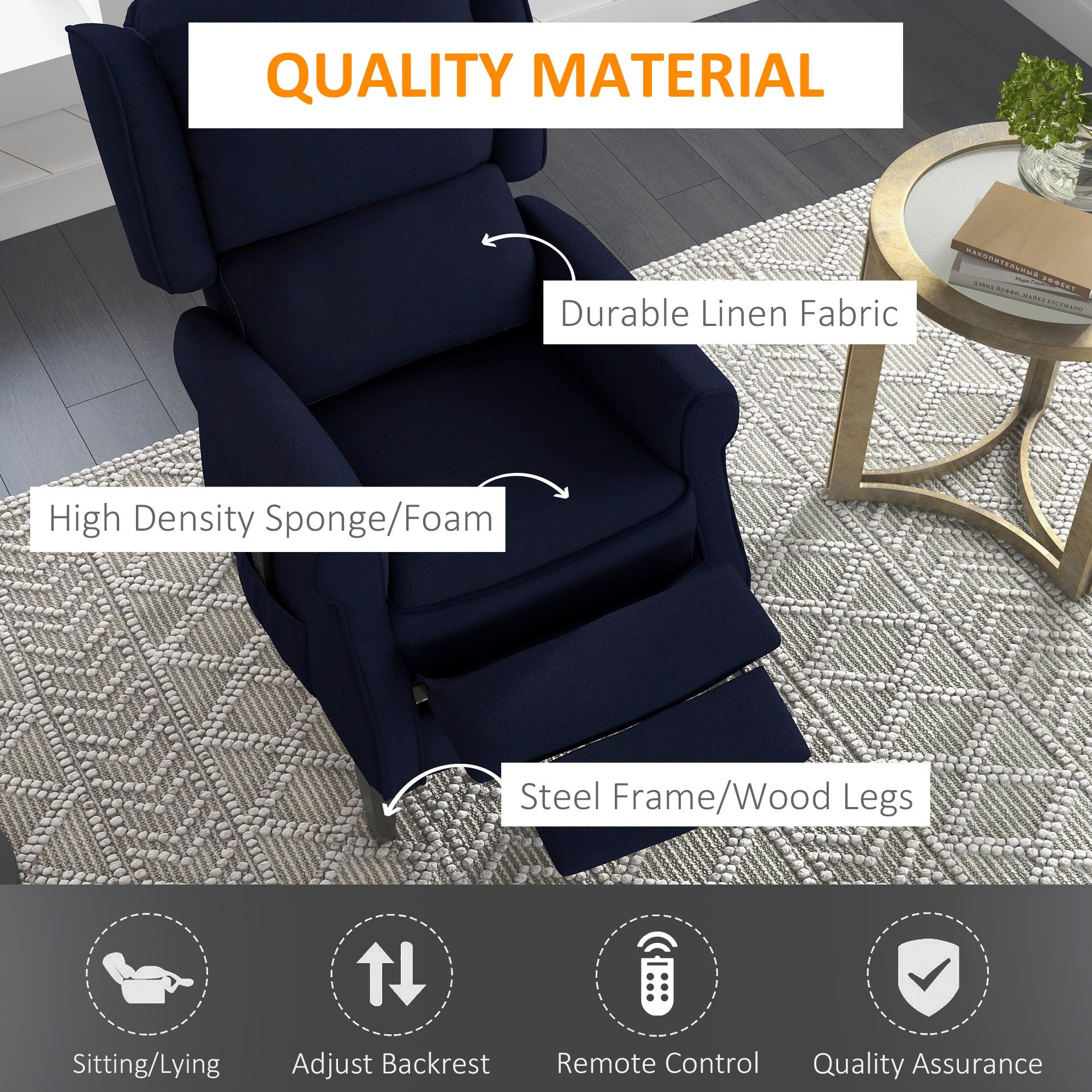 Massage Recliner Chair - Blue Vibration-DECOROLALA