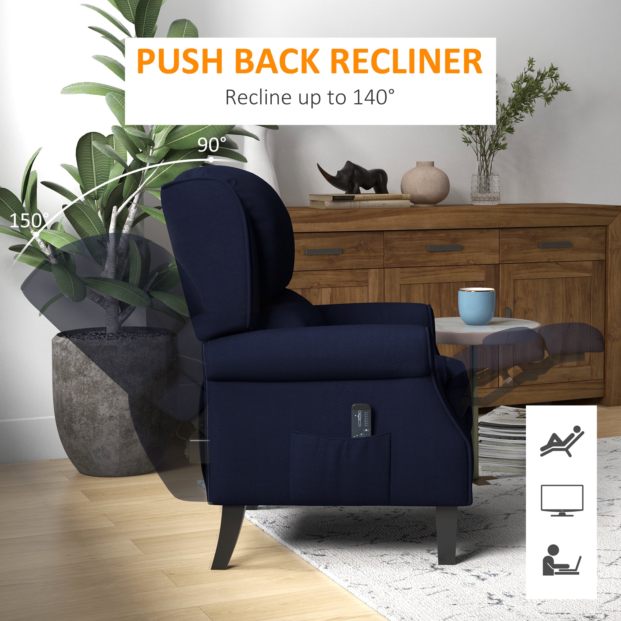 Massage Recliner Chair - Blue Vibration-DECOROLALA