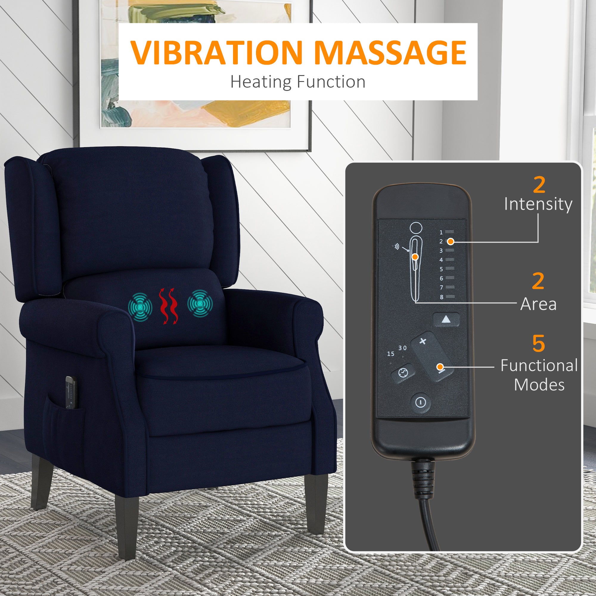 Massage Recliner Chair - Blue Vibration-DECOROLALA