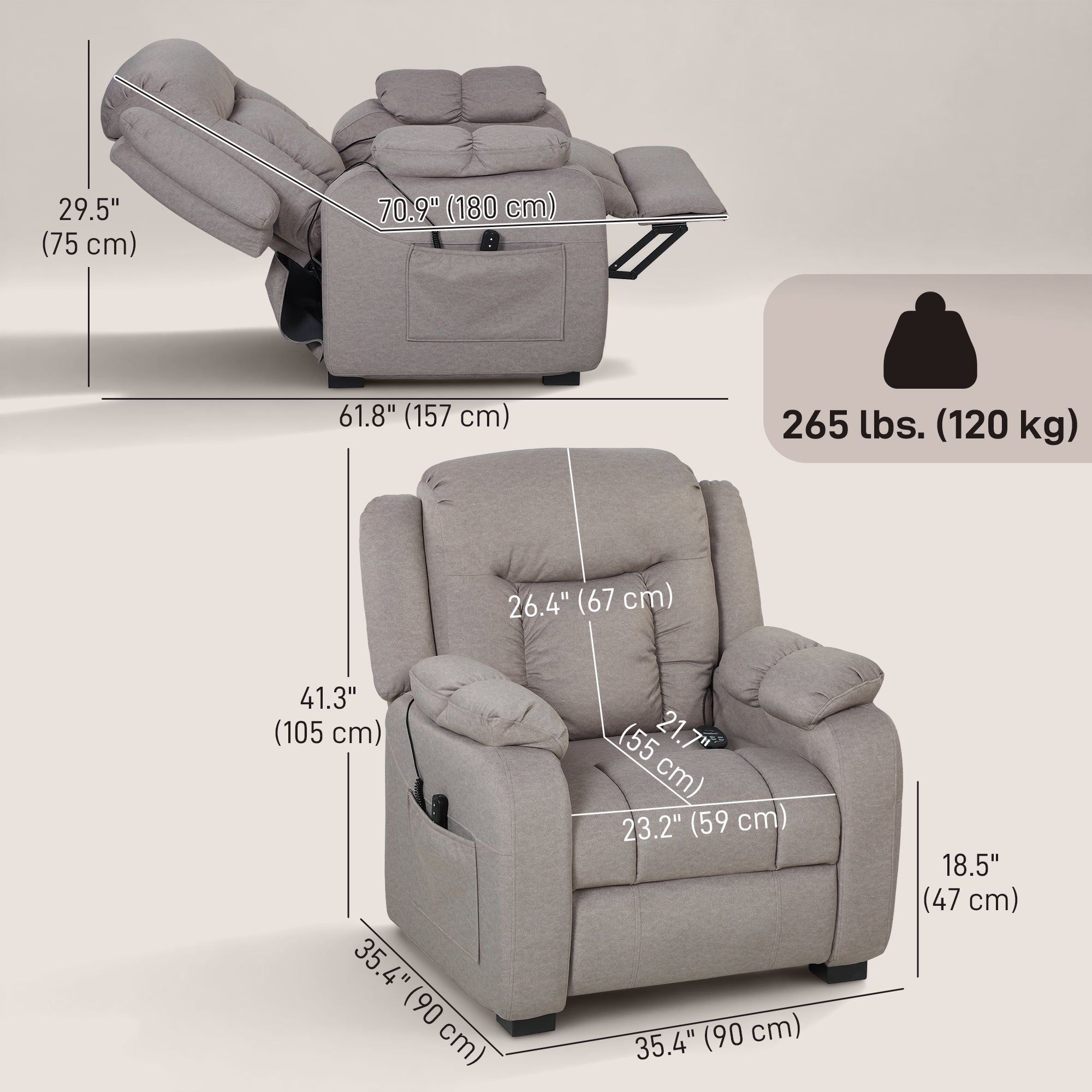 Massage Recliner Chair - Brown 8-Point-DECOROLALA