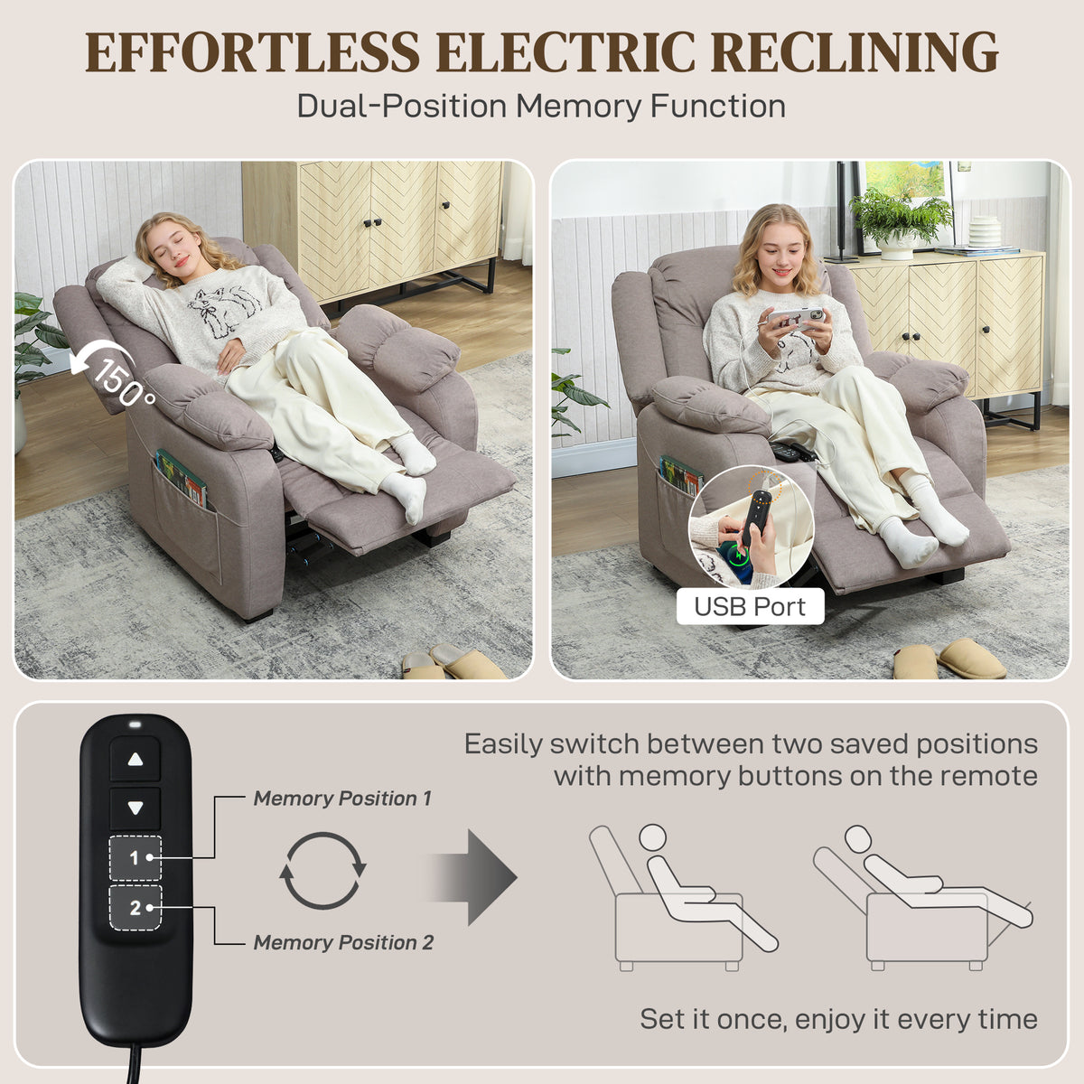 Massage Recliner Chair - Brown 8-Point-DECOROLALA