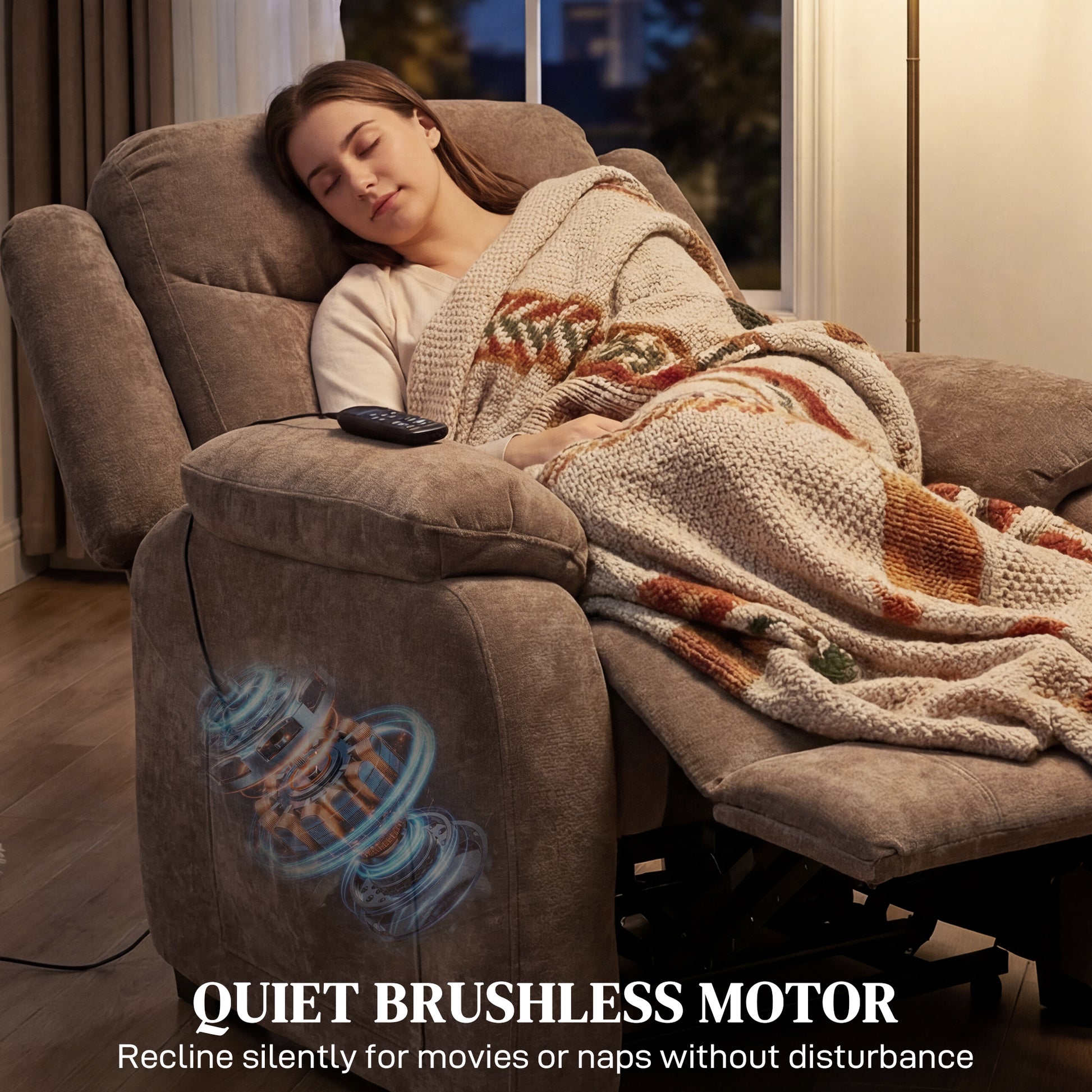 Massage Recliner Chair - Brown 8-Point-DECOROLALA