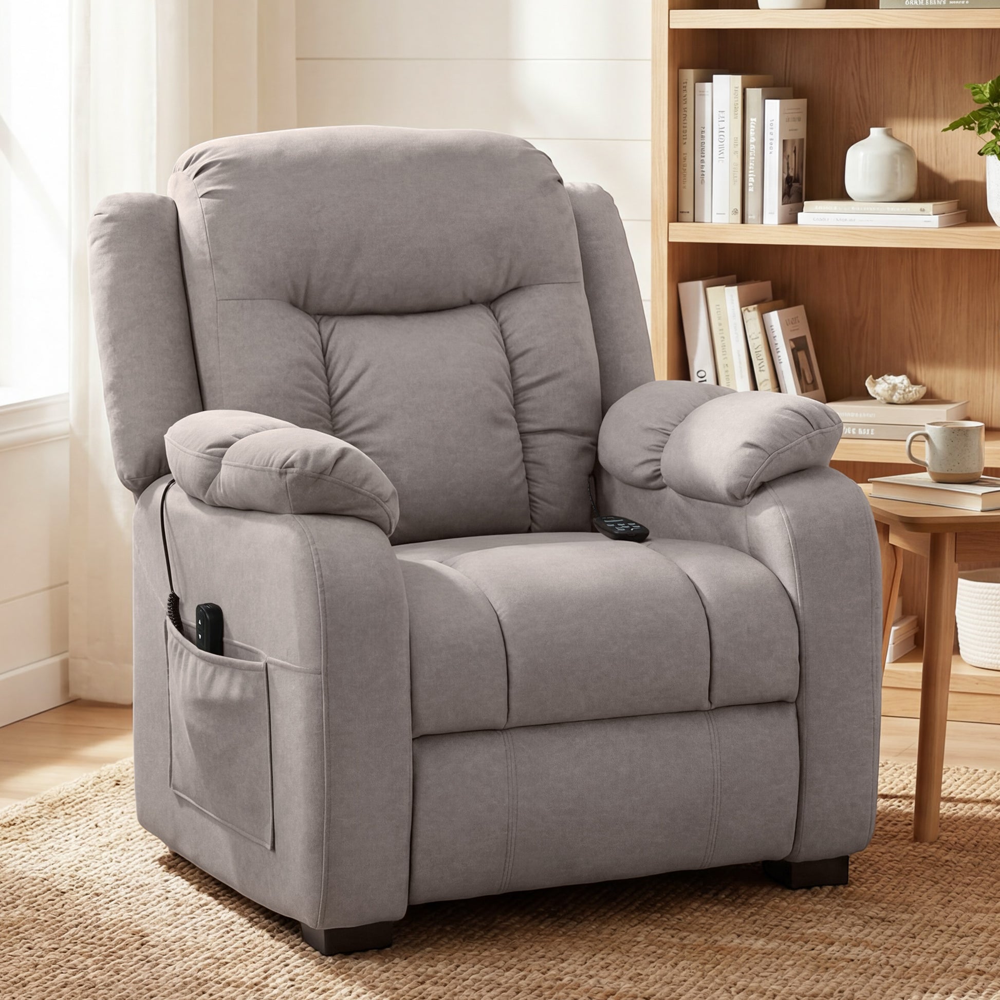 Massage Recliner Chair - Brown 8-Point-DECOROLALA